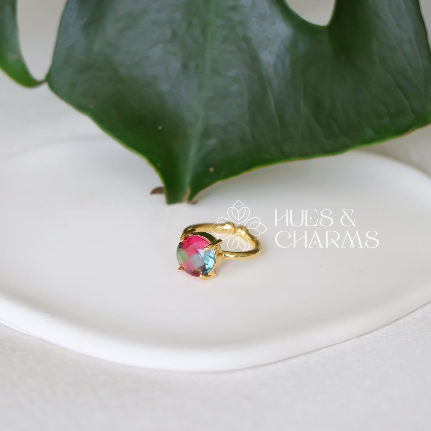 GOLDEN IRIS BLOOM MULTICOLOUR ADJUSTABLE RING