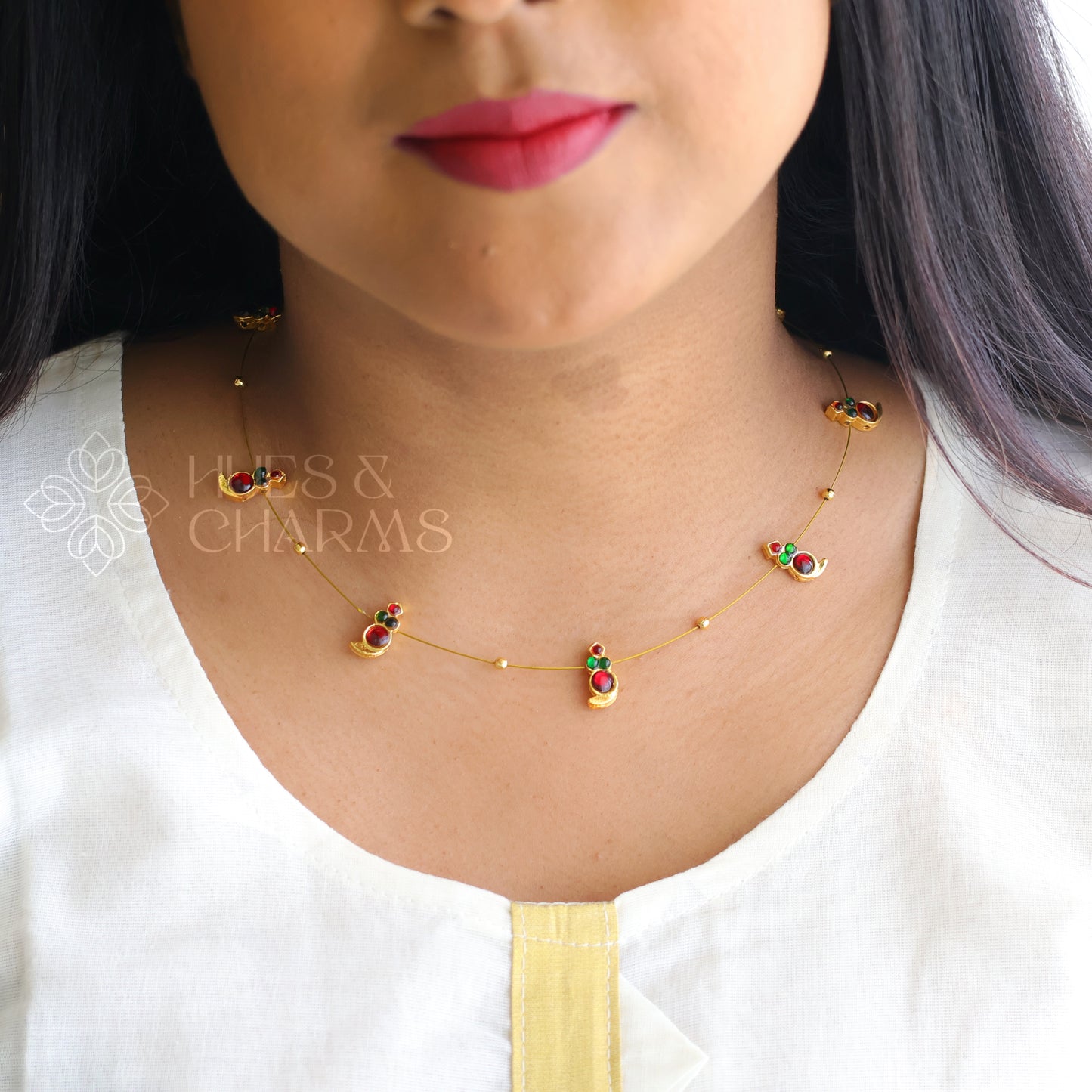 DROPS FLOATING NECKPIECE ( COLOURS AVAILABLE)