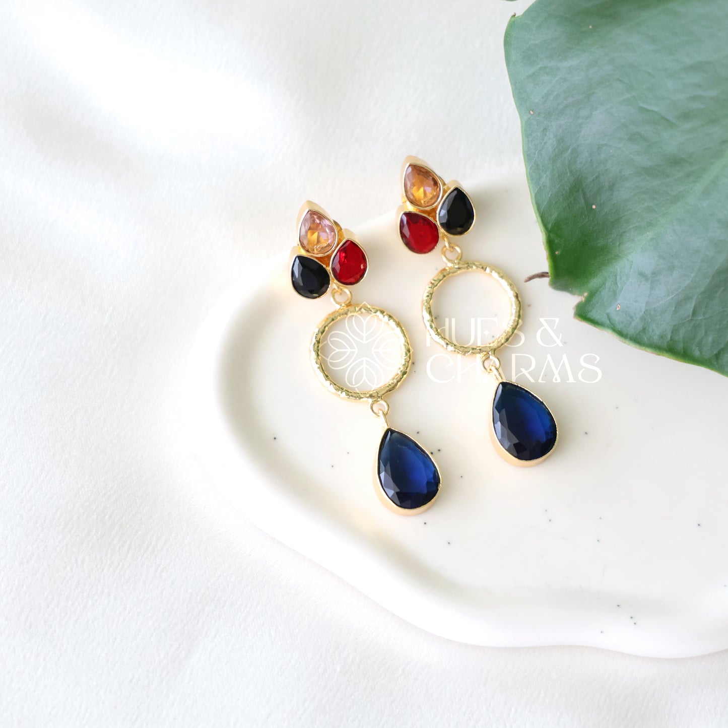 GOLDEN GLOSSY STARLIT DROPS EARRING (COLOURS AVAILABLE)