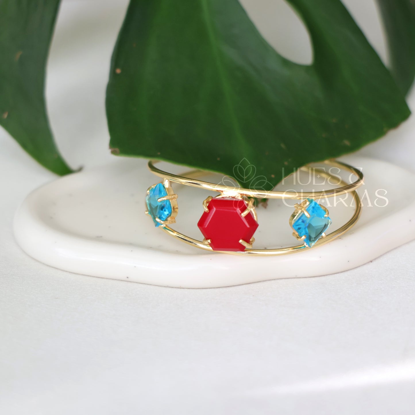 GOLDEN 2 LAYER AZURA GLOSSY ADJUSTABLE BANGLE (COLOURS AVAILABLE)
