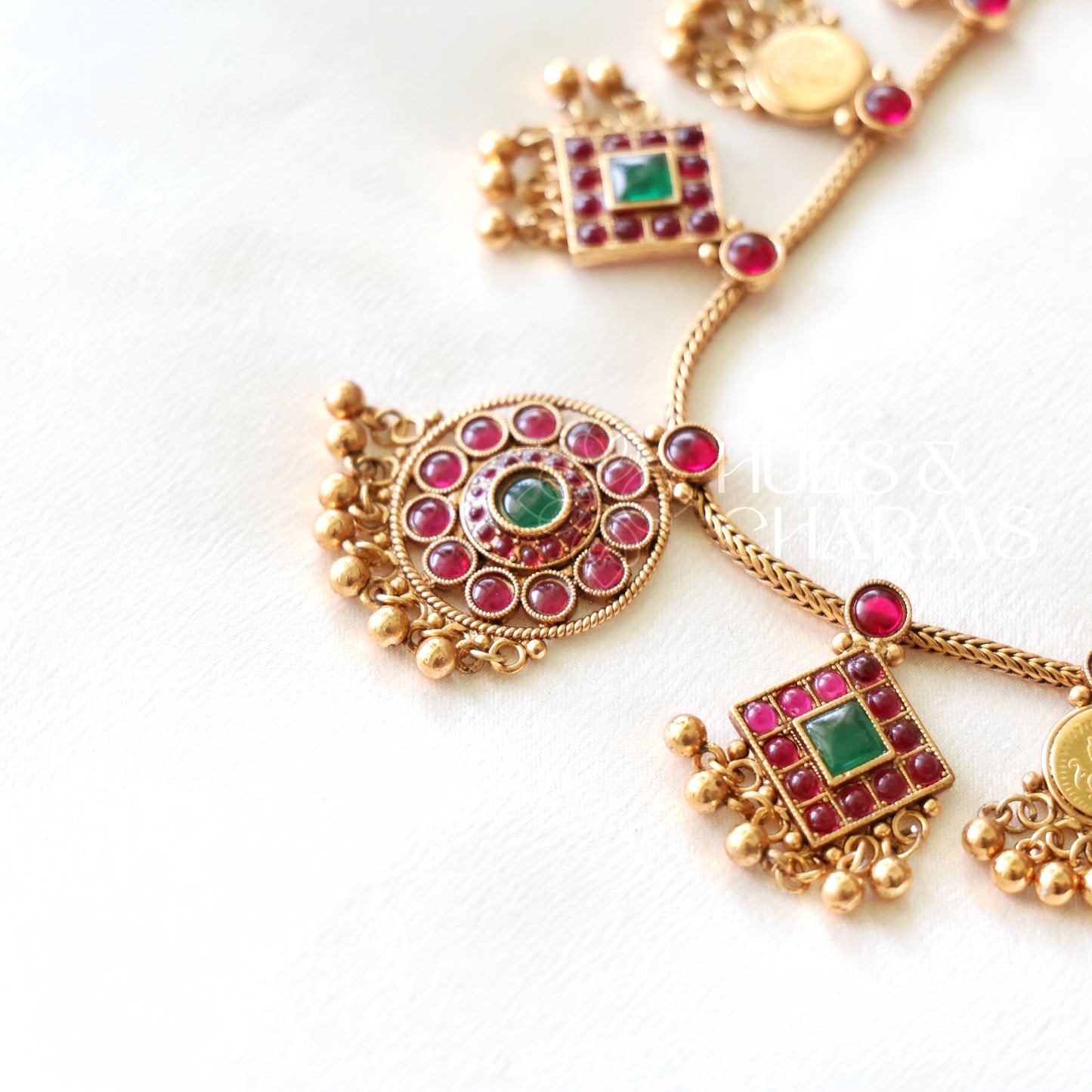 STATEMENT PALAKKA AND KASHU COIN FUSION NECKLACE SET
