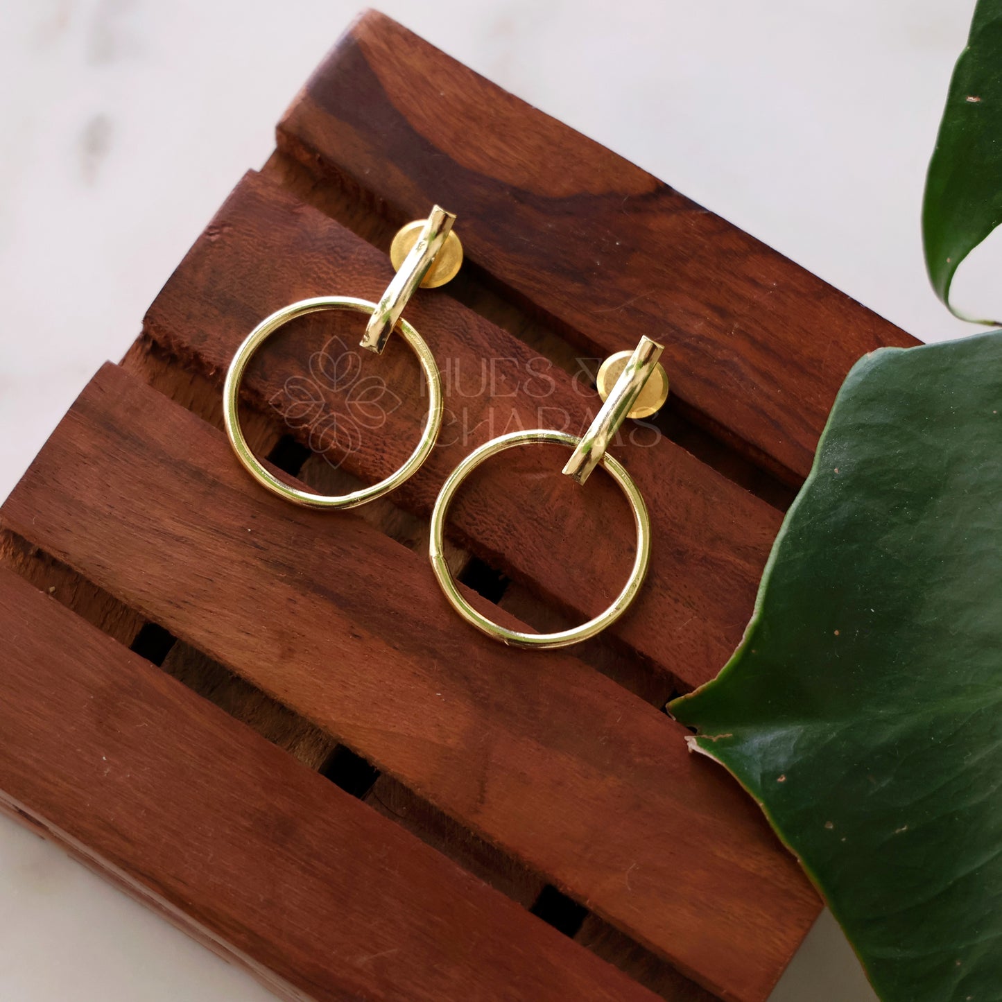 GOLDEN TWIST HOOP DANGLER EARRINGS