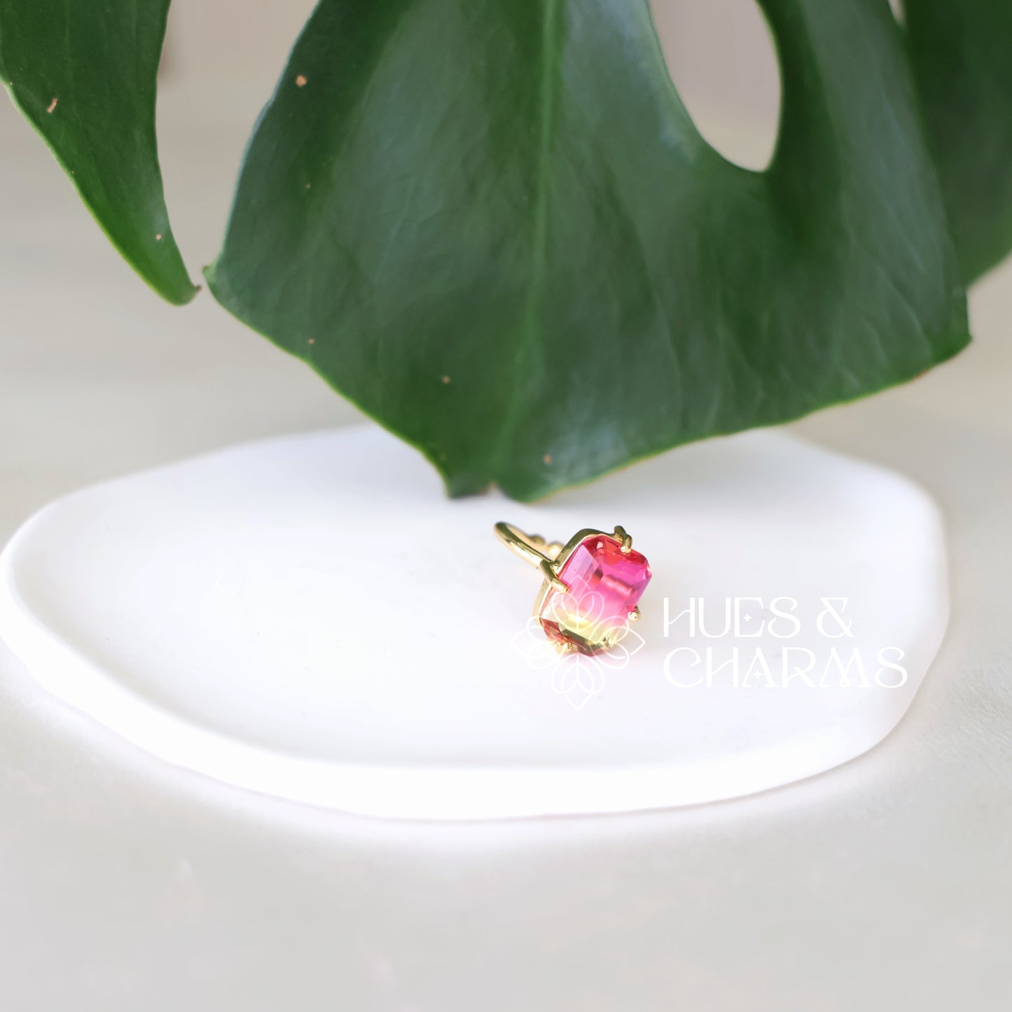 GLOSSY MULTICOLOUR RECTANGLE SHAPE ADJUSTABLE RING (COLOURS AVAILABLE)