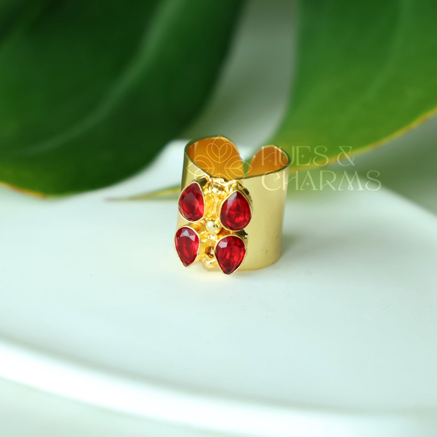 GLOSSY STATEMENT BLOOM AURA ADJUSTABLE RING (COLOURS AVAILABLE)