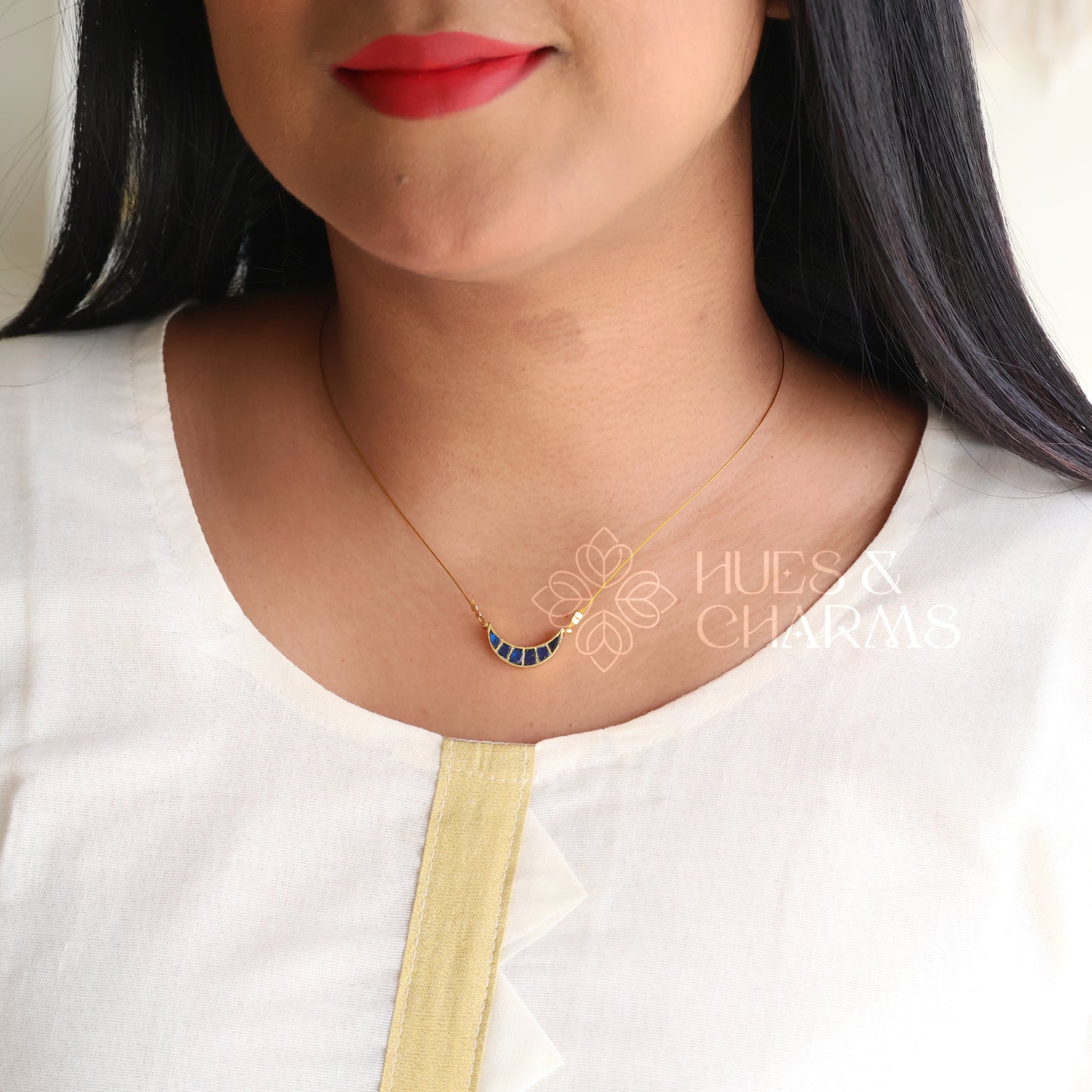 MINIMAL HALF MOON FLOATING NECKPIECE (COLOURS AVAILABLE)
