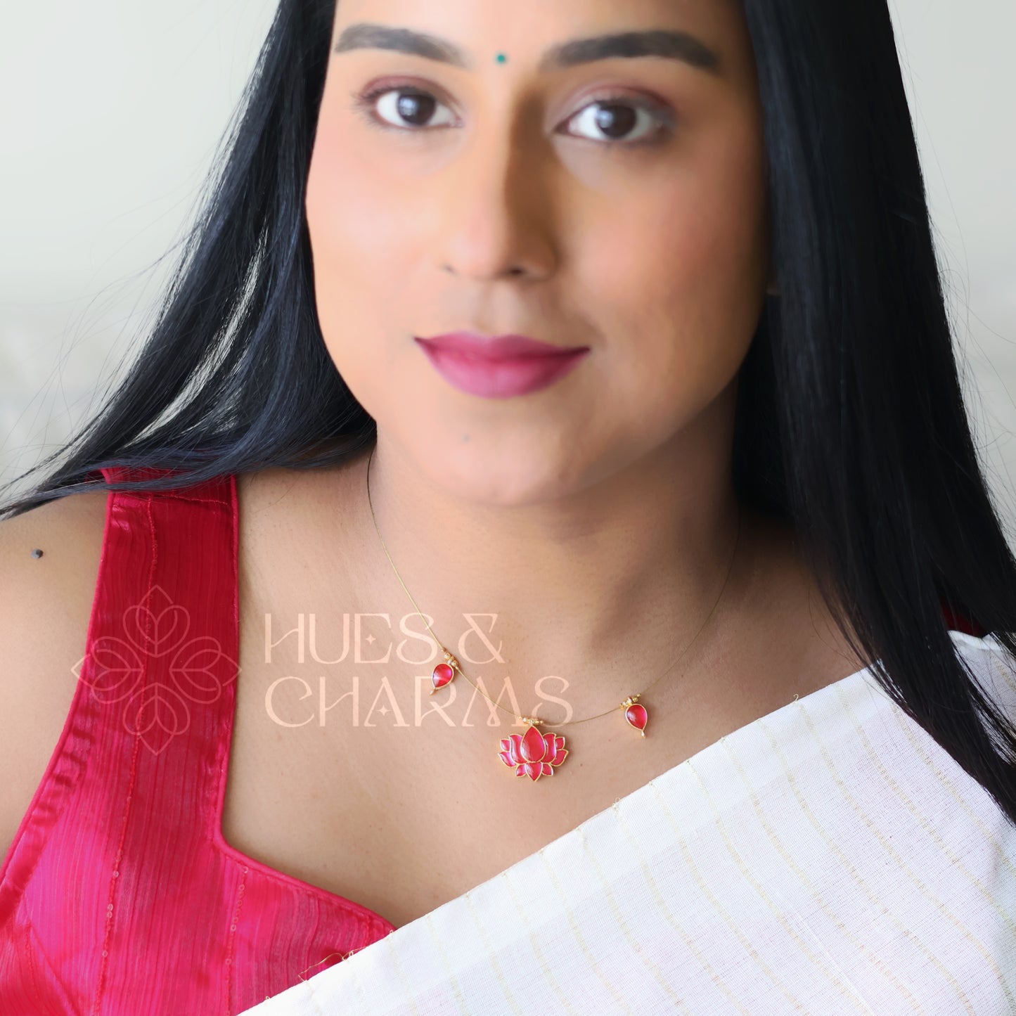 ETERNAL LOTUS FLOATING NECKPIECE- PINK