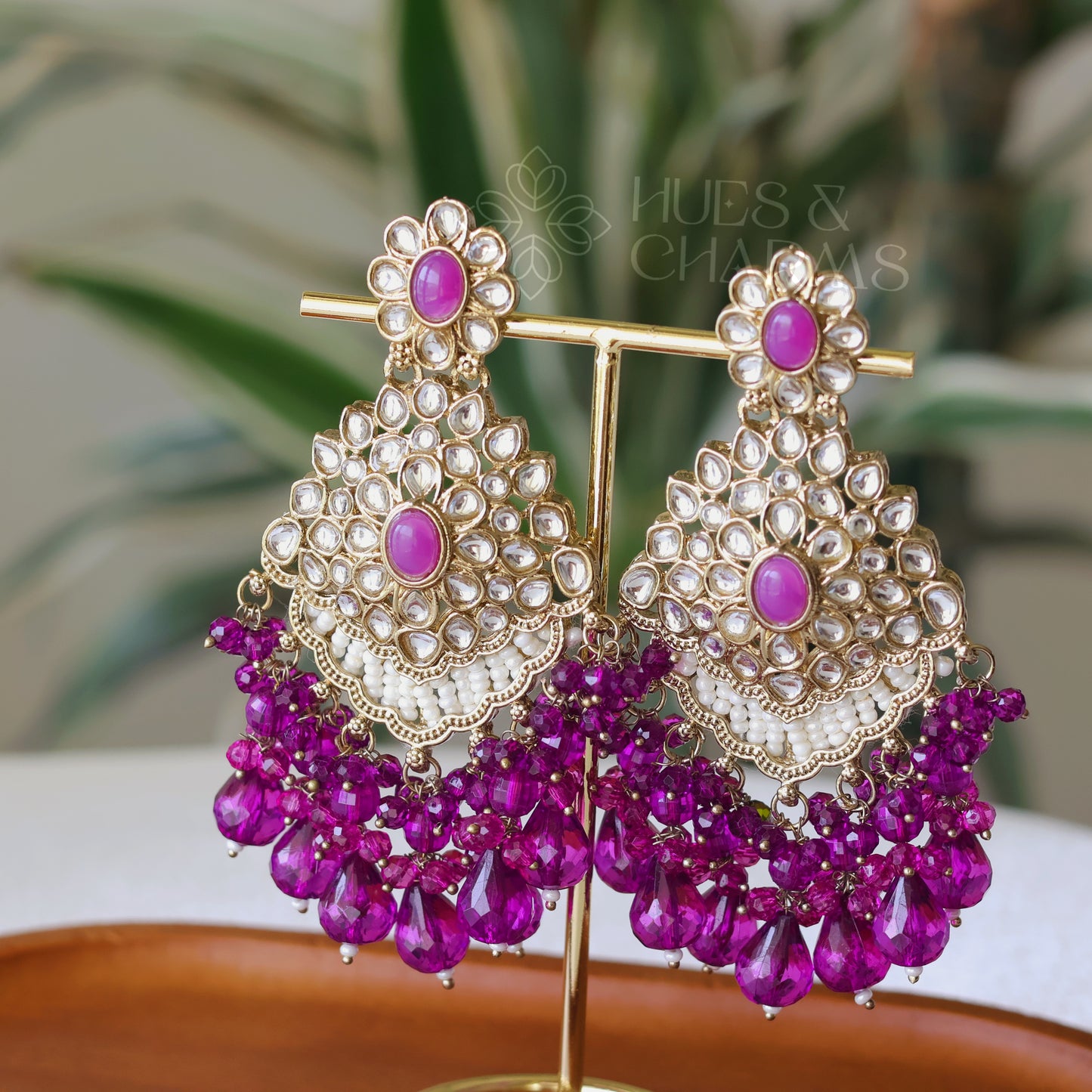 STATEMENT ELEGANT EARRINGS - PURPLE