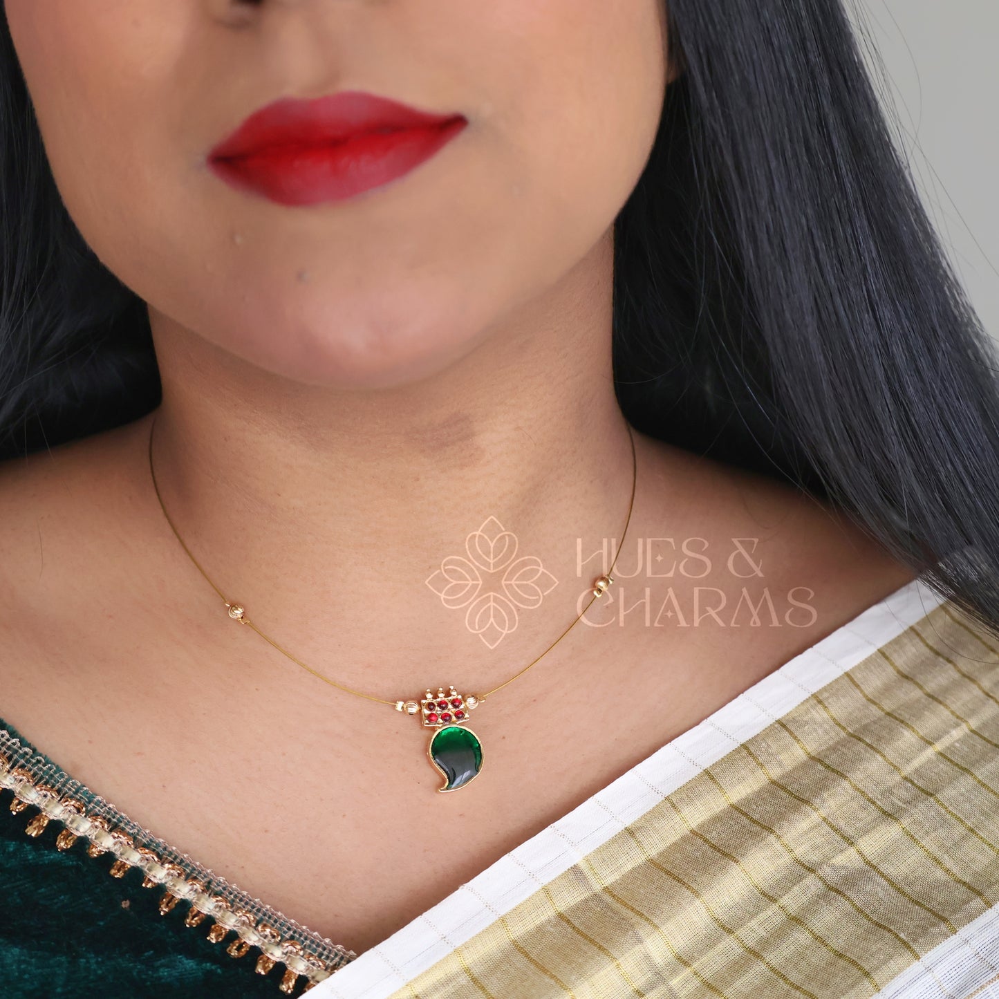 REVAMPED SINGLE MANGO FLOATING NECKPIECE (COLOURS AVAILABLE)