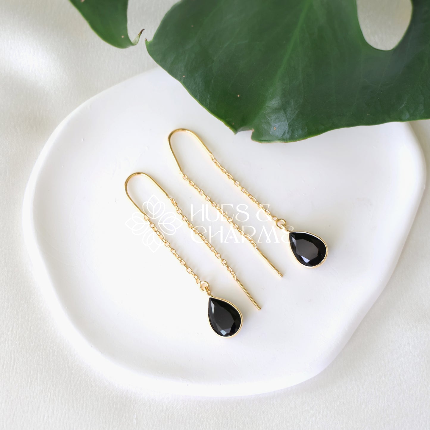GOLDEN NEEDLE AND THREAD GLOSSY DROP EARRINGS (COLOURS AVAILABLE)