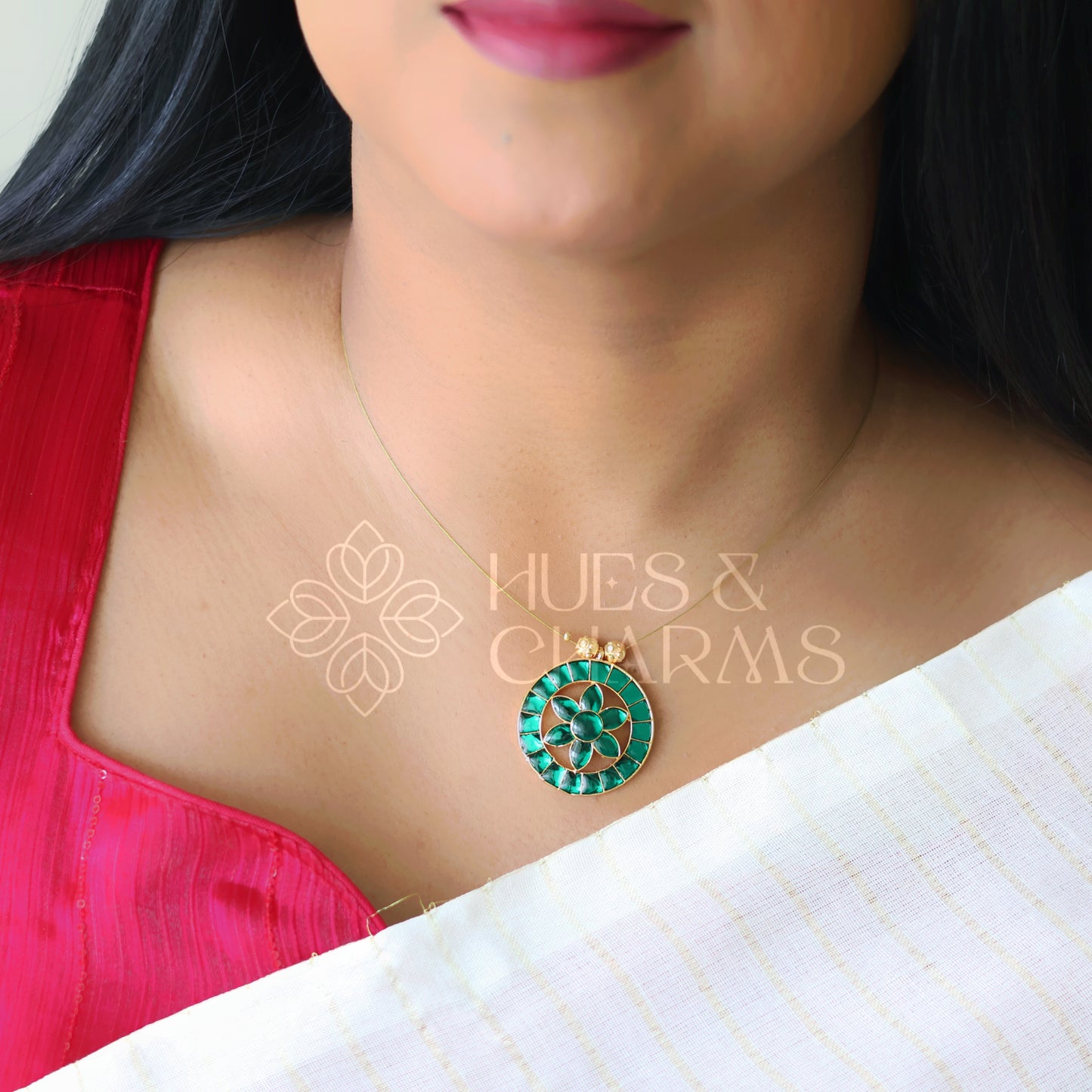 ETERNAL BLOOM FLOATING NECKPIECE- GREEN