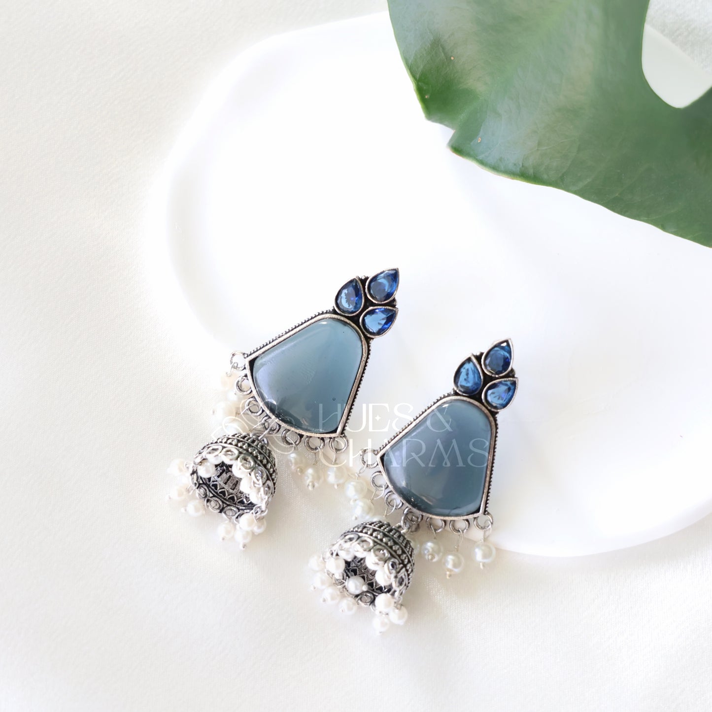 OXIDIZED GLOSSY JHUMKA EARRINGS ( COLOURS AVAILABLE )