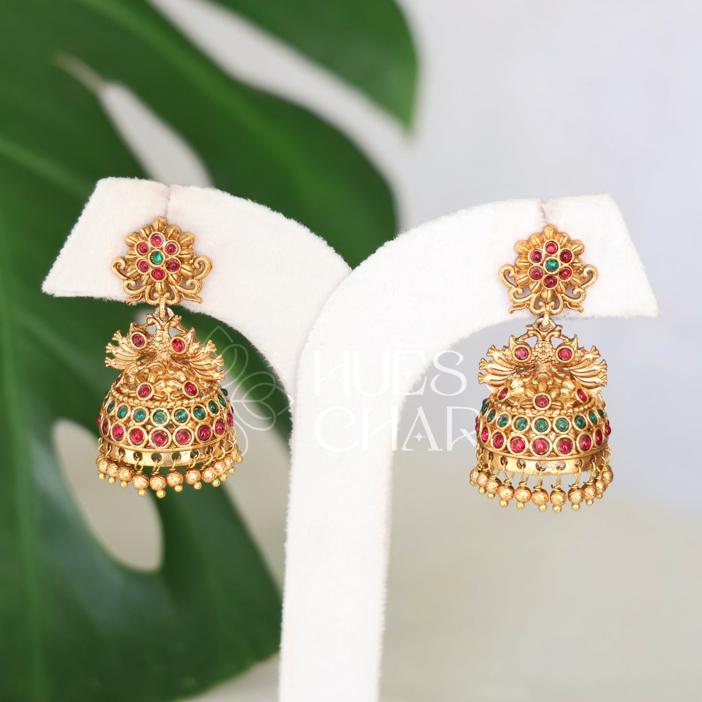 GOLDEN MAYURA TEMPLE JHUMKAS