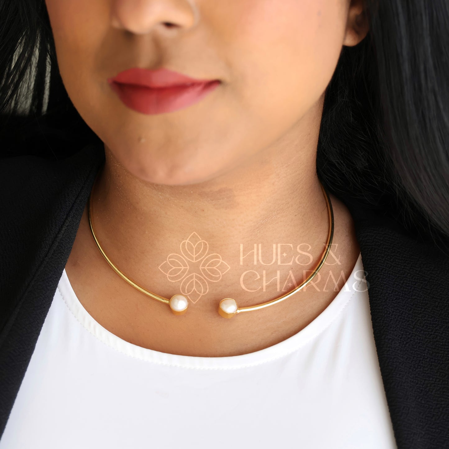 GOLDEN TWIN PEARL AURELIA NECKCUFF