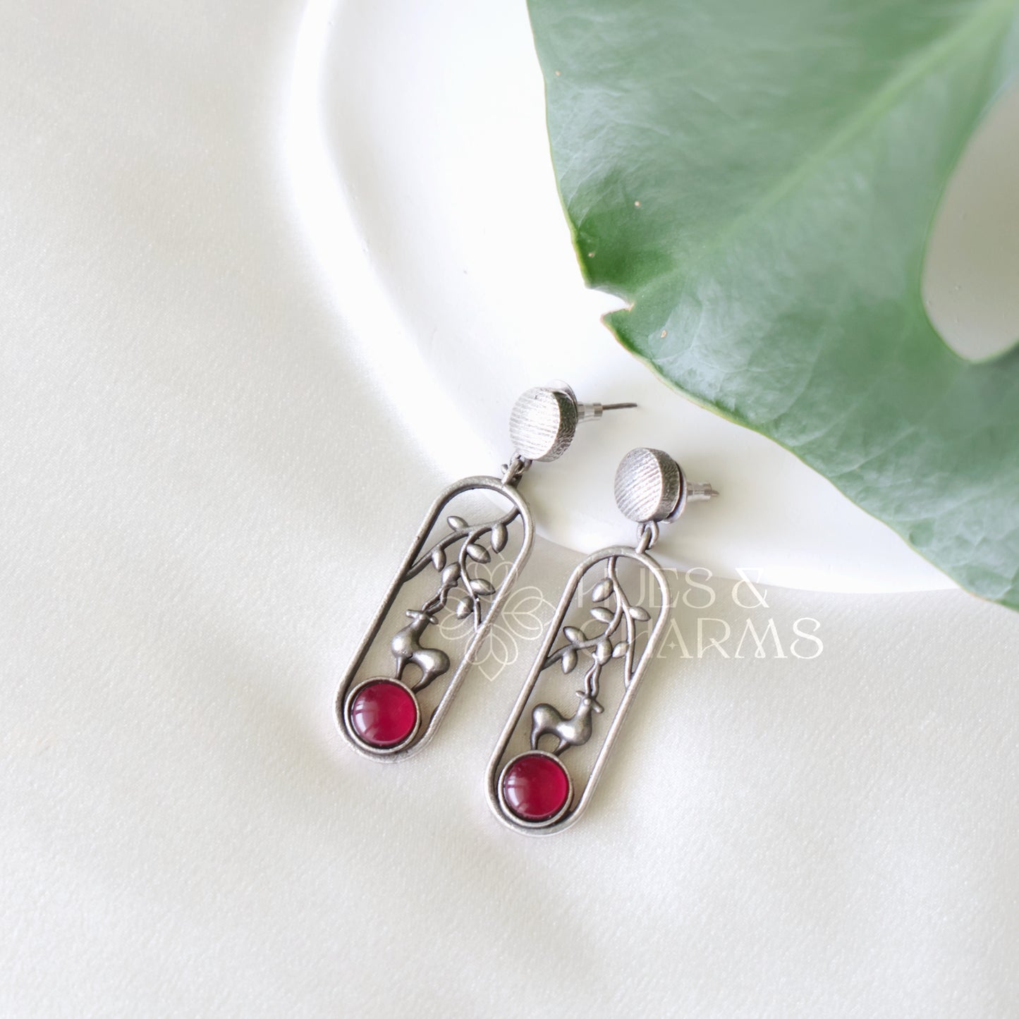 OXIDIZED MINIMAL GLOSSY DANGLER EARRINGS ( COLOURS AVAILABLE )