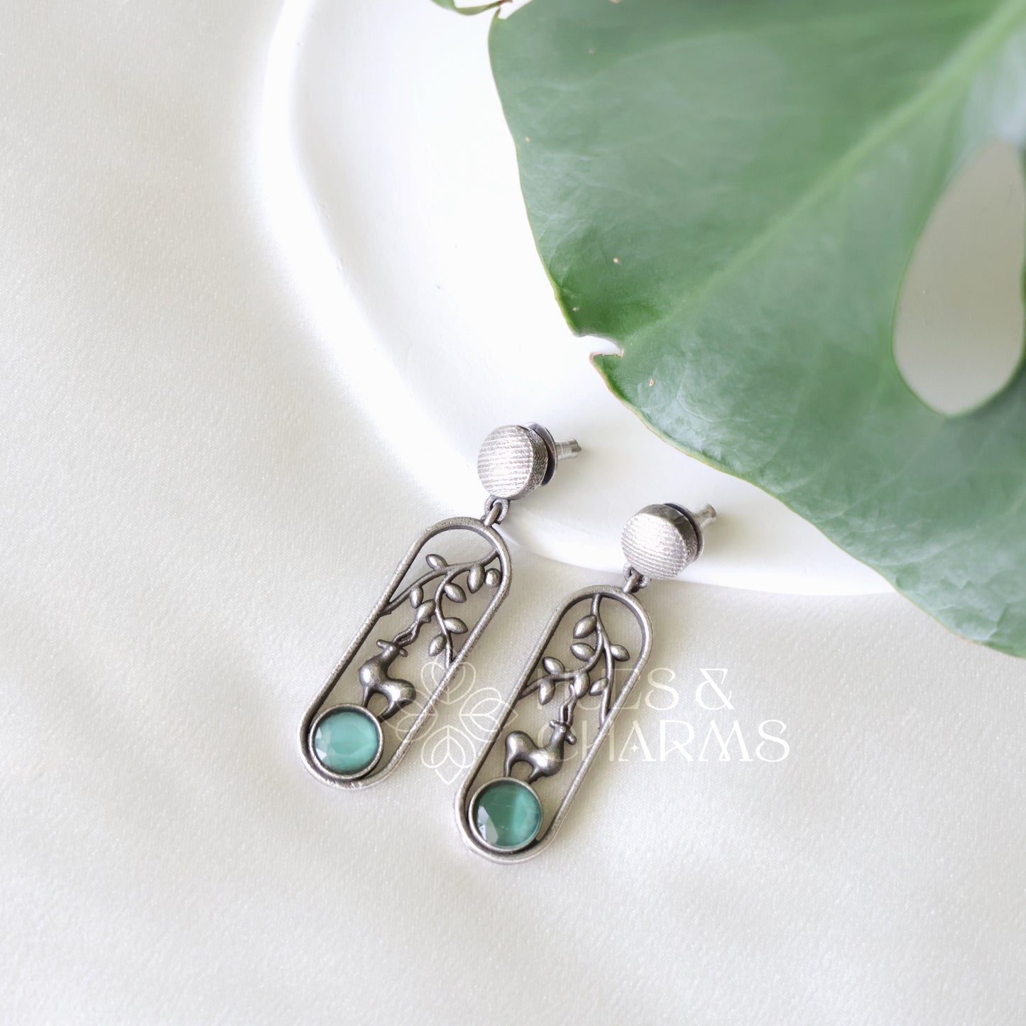 OXIDIZED MINIMAL GLOSSY DANGLER EARRINGS ( COLOURS AVAILABLE )