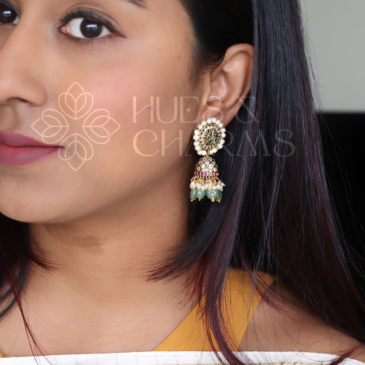 TRADITIONAL CHANDRIKA PEARL BLOOM JHUMKA | PREMIUM JEWELLERY