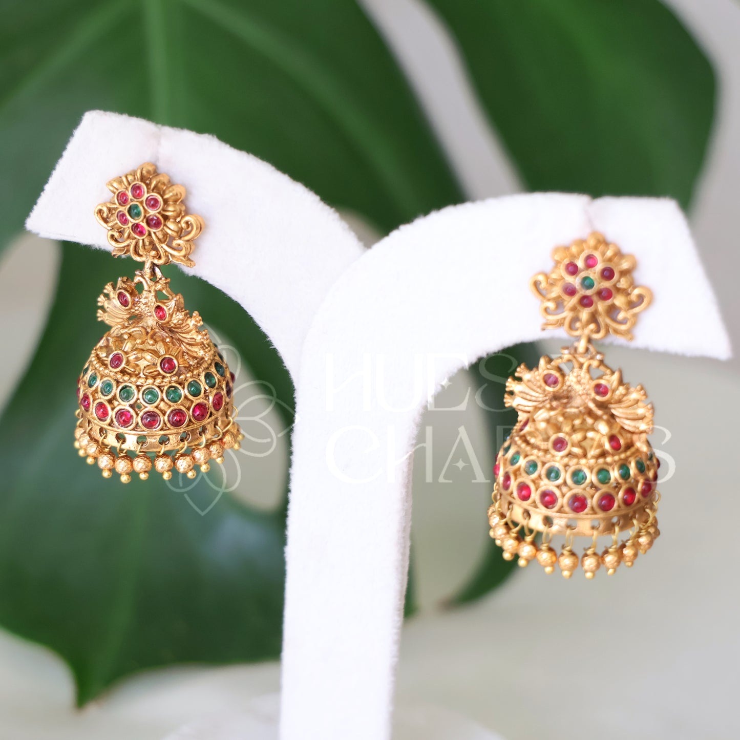 GOLDEN MAYURA TEMPLE JHUMKAS