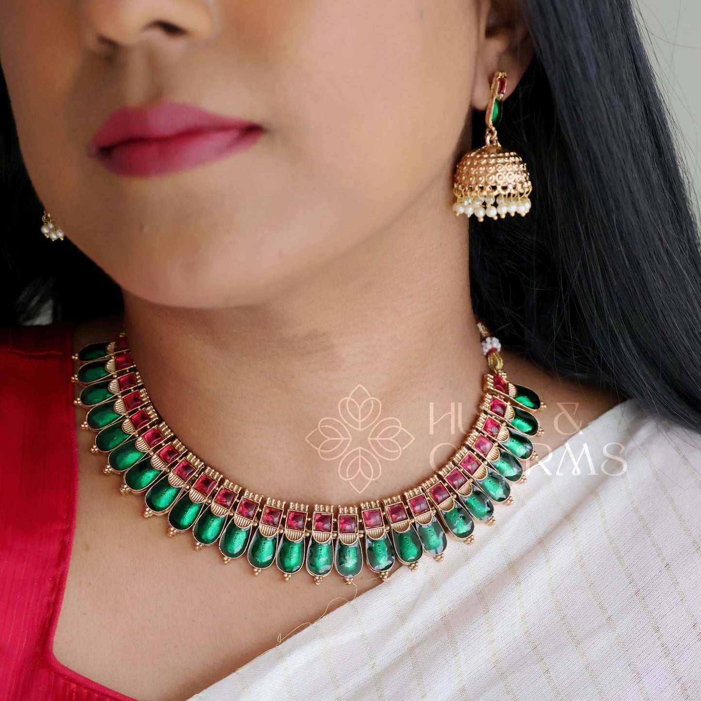 GOLDEN KOVAI PALAKKA NECKLACE SET