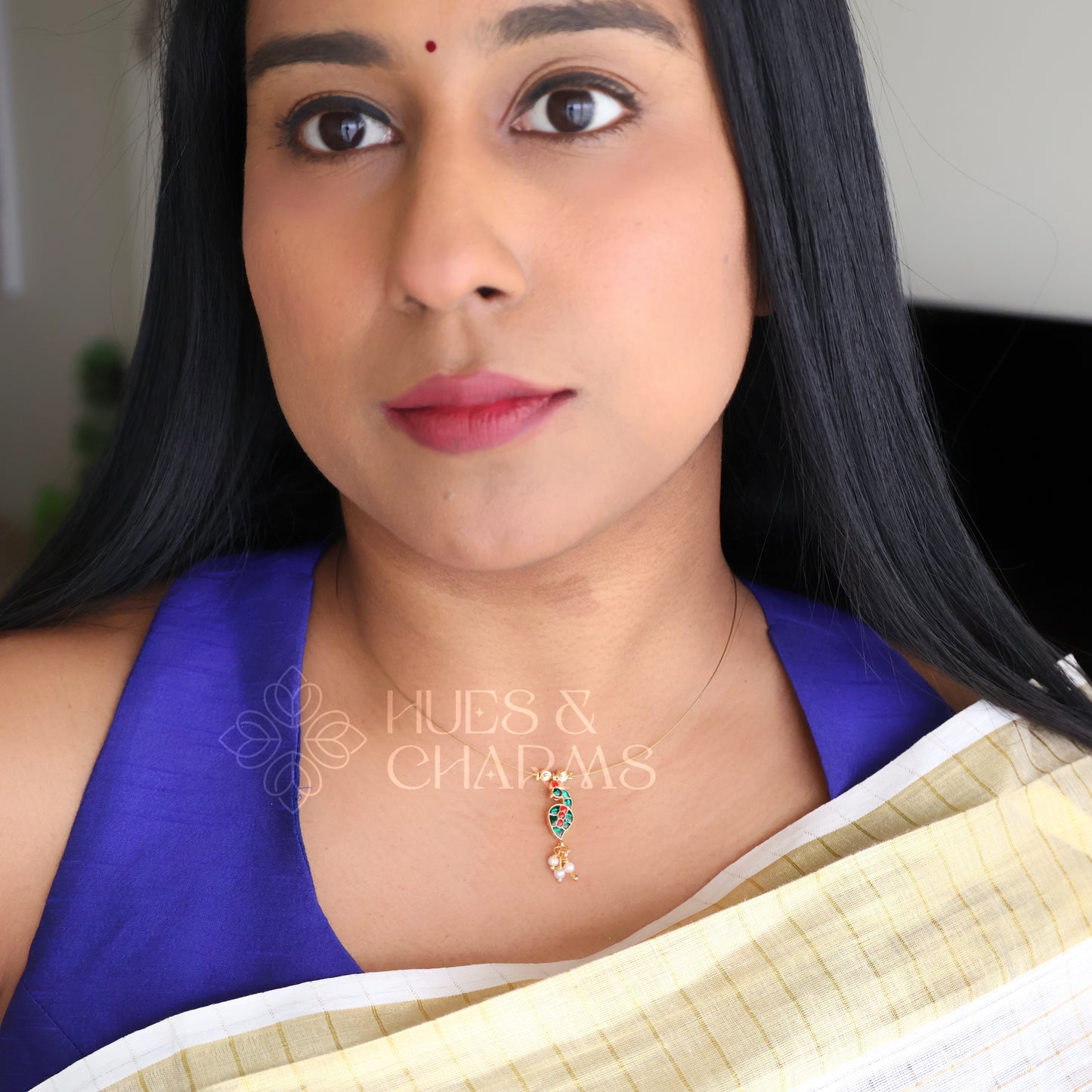 GOLDEN PEACOCK CHARM FLOATING NECKPIECE (COLOURS AVAILABLE)