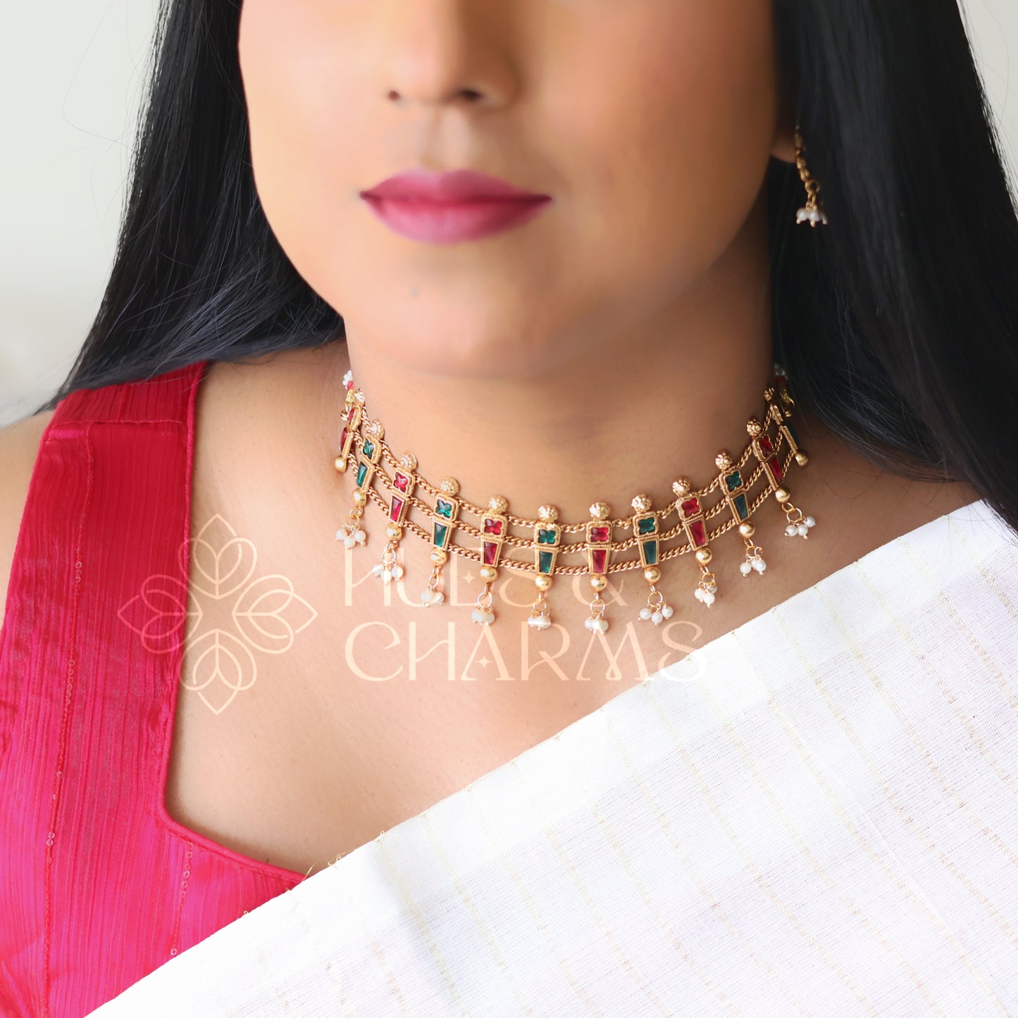 GOLDEN 3 LAYER KEMP CHOKER SET