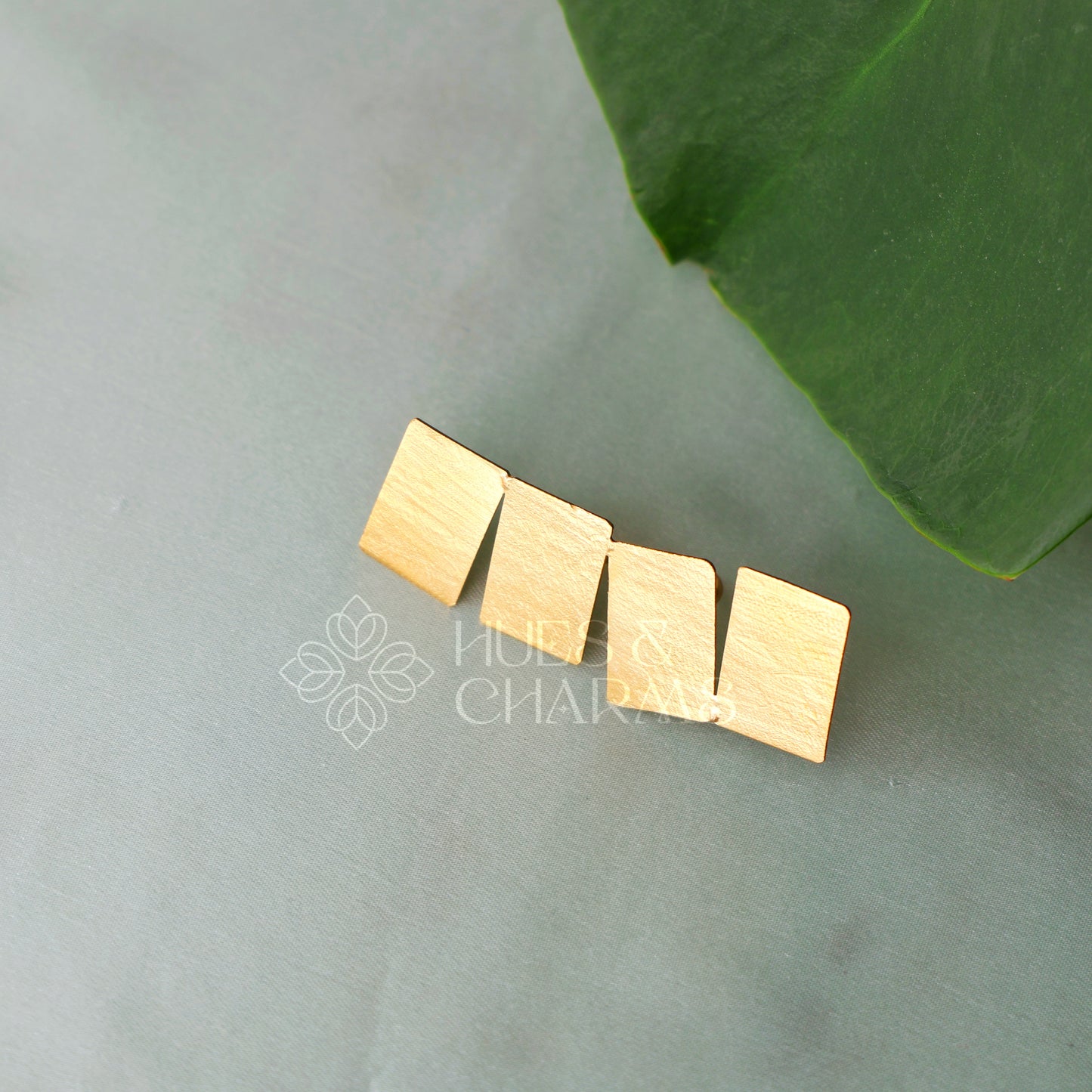 GOLDEN STACKED SQUARE STATEMENT ADJUSTABLE RING