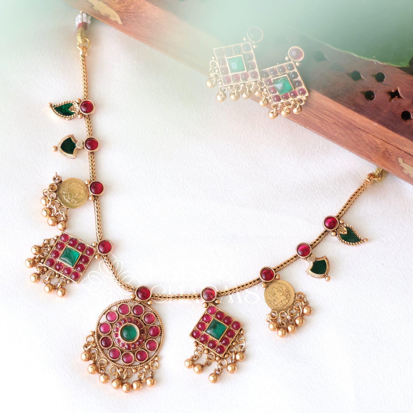STATEMENT PALAKKA AND KASHU COIN FUSION NECKLACE SET