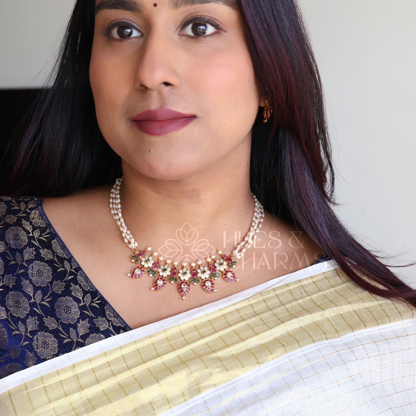 KEMP FLORAL PEARL NECKLACE SET |PREMIUM JEWELLERY