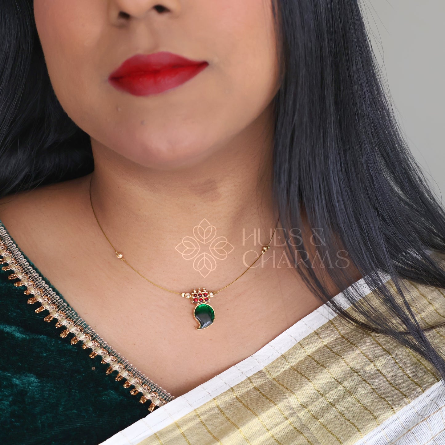 REVAMPED SINGLE MANGO FLOATING NECKPIECE (COLOURS AVAILABLE)