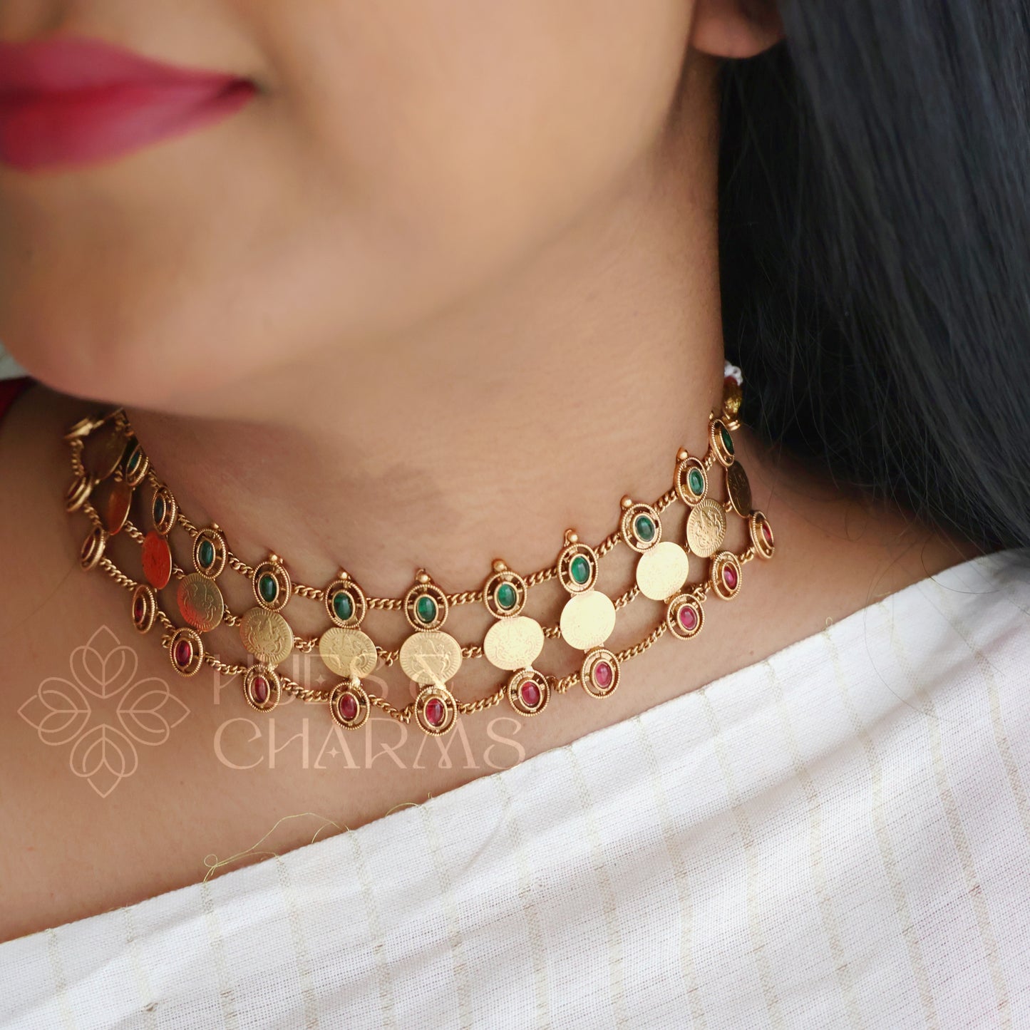 GOLDEN LAKSHMI COIN CHOKER SET