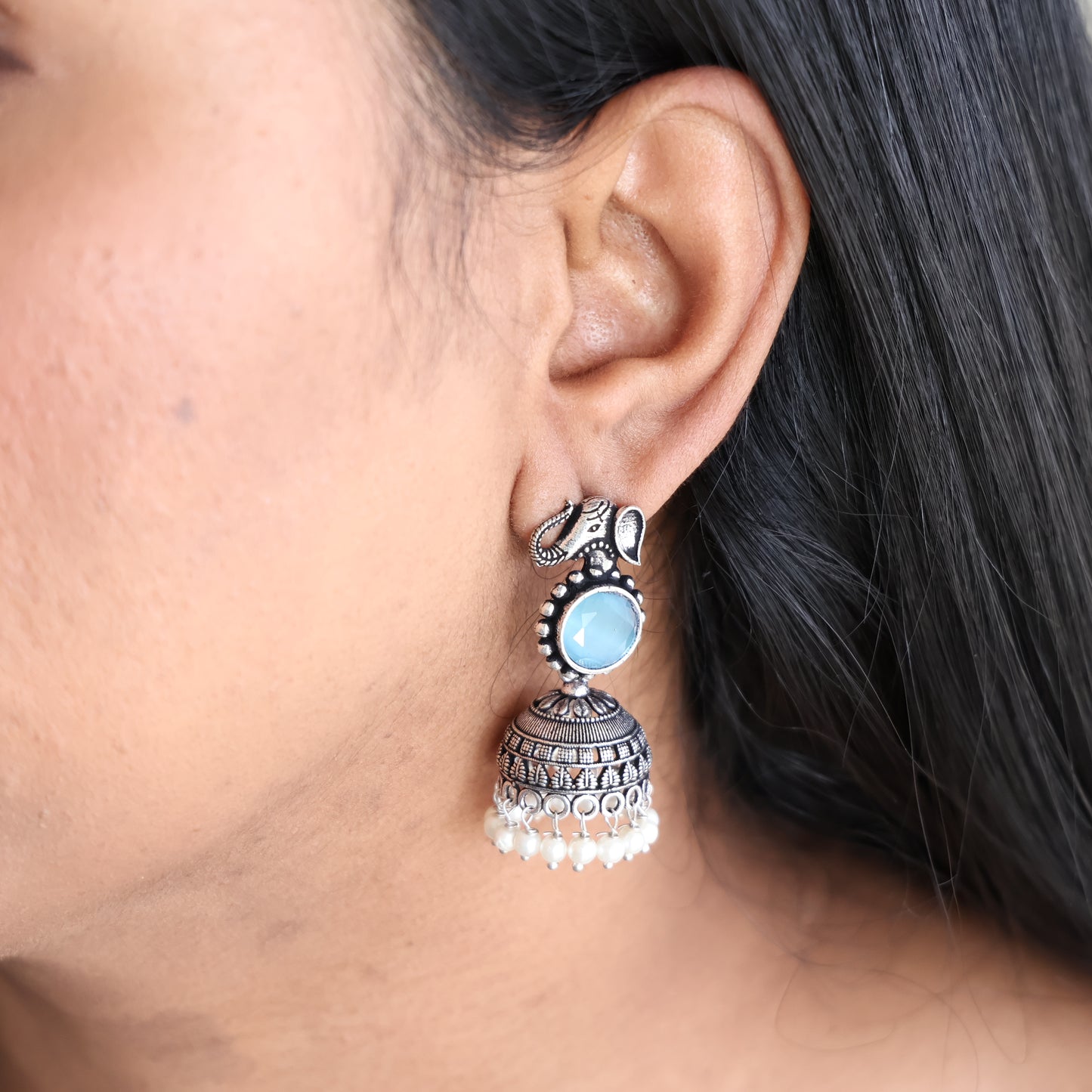 OXIDISED ELEPHANT JHUMKAS( COLOURS AVAILABLE )