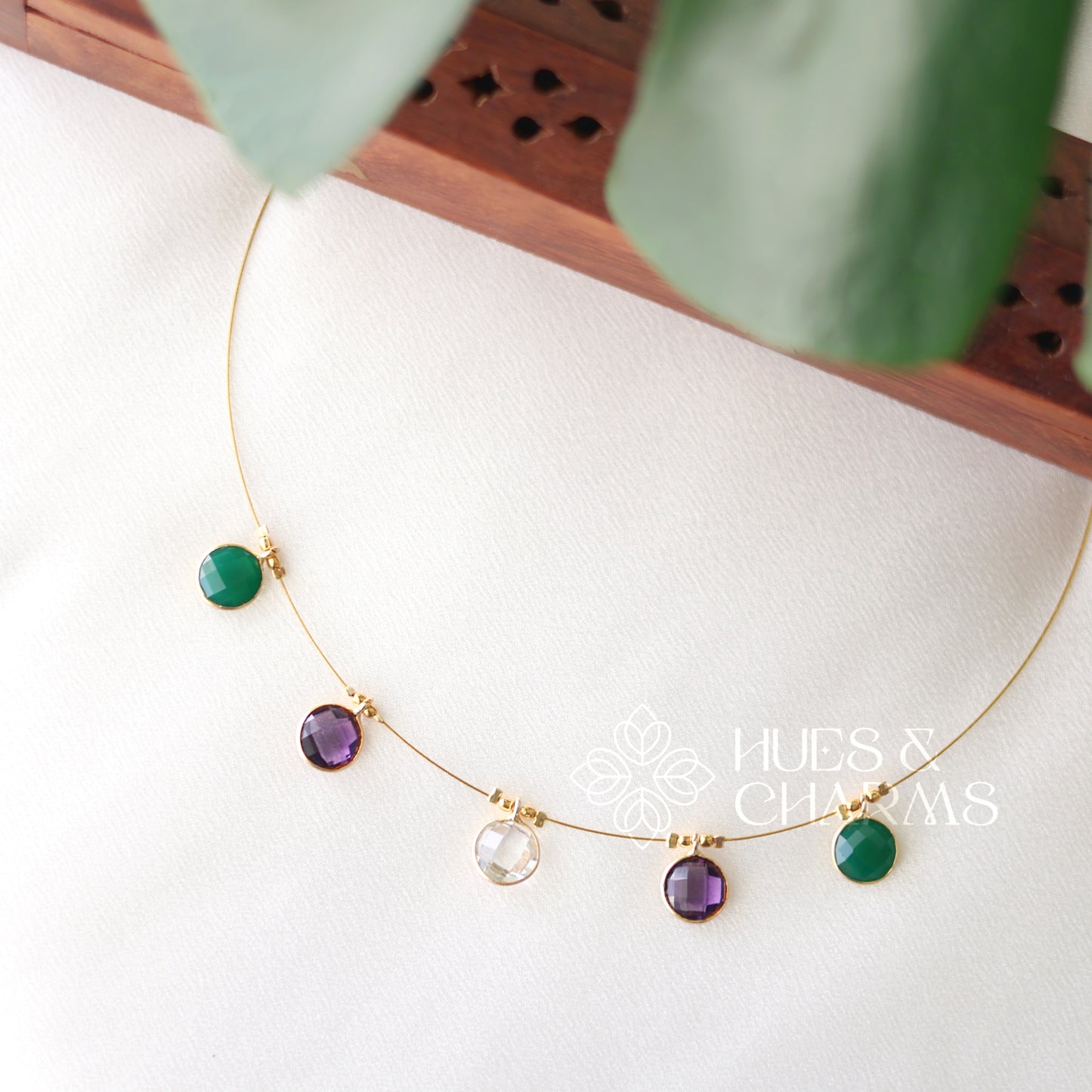 GLOSSY ROUND DROP FLOATING NECKPIECE (COLOURS AVAILABLE)