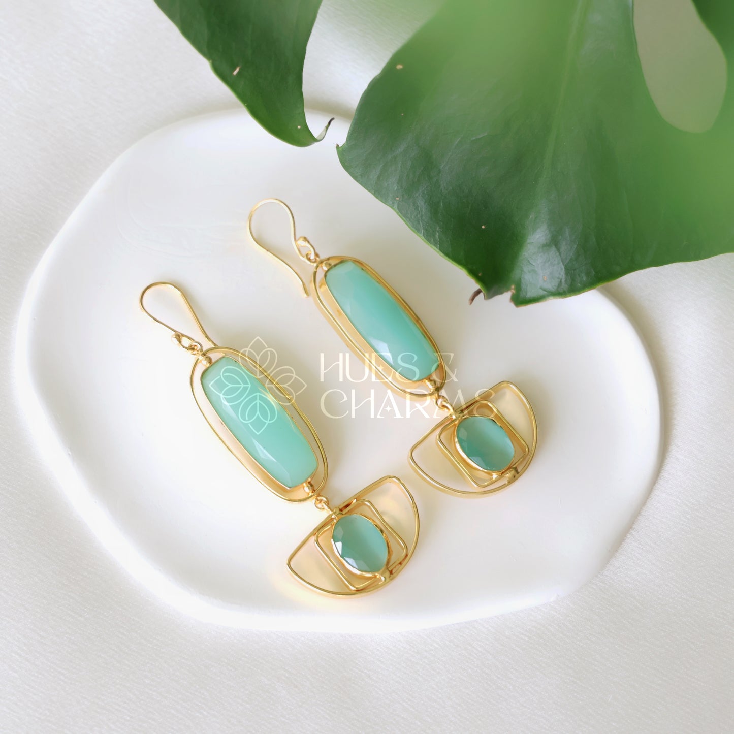 GOLDEN GLOSSY HALF MOON DANGLER EARRINGS (COLOURS AVAILABLE)