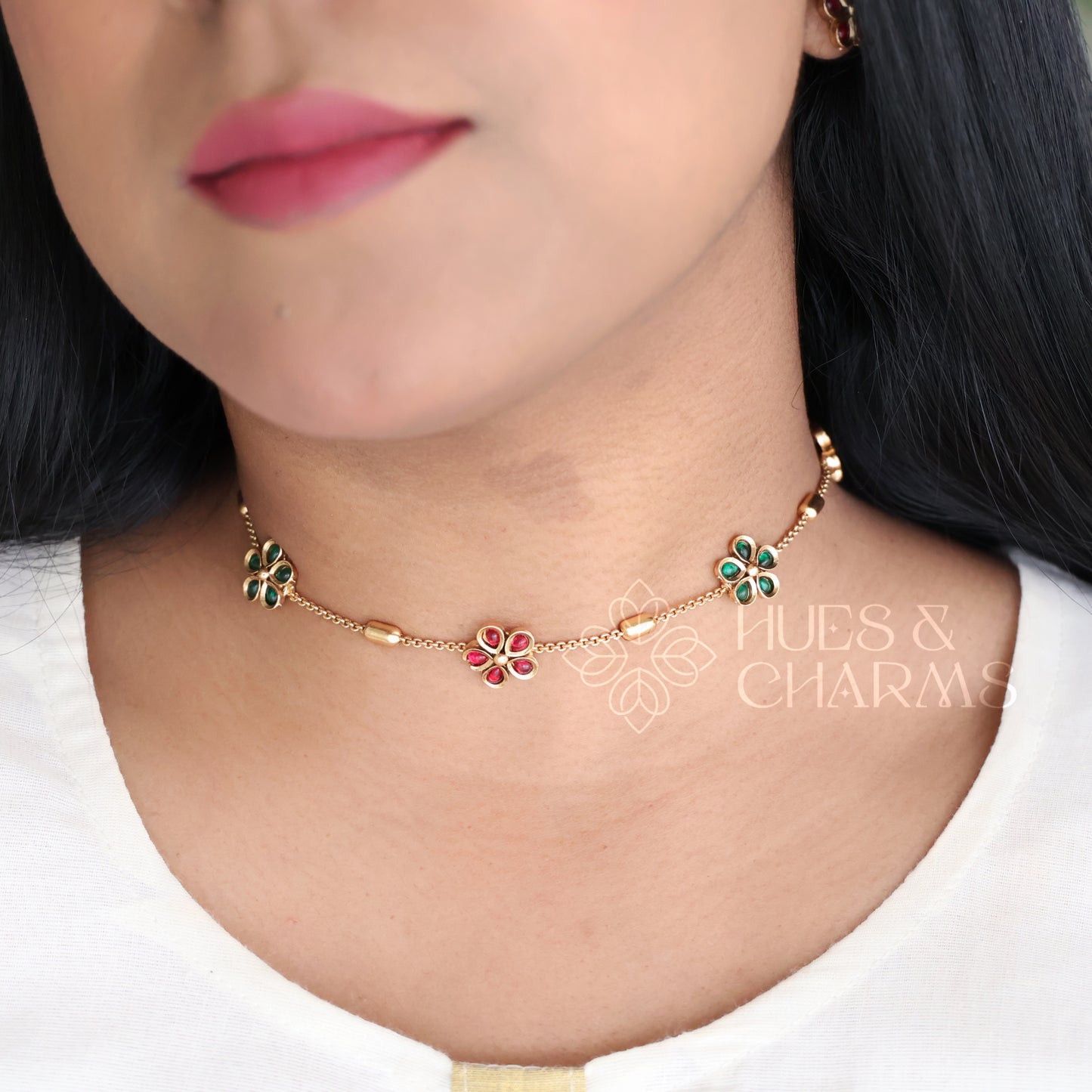 GOLDEN PUSHPA NECKLACE SET