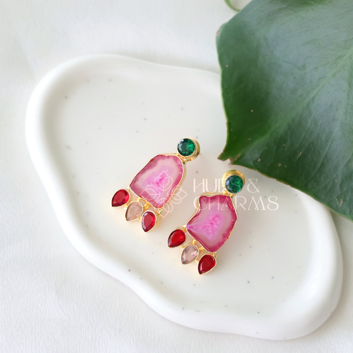 GOLDEN EIRA AGATE DROP EARRINGS (COLOURS AVAILABLE)
