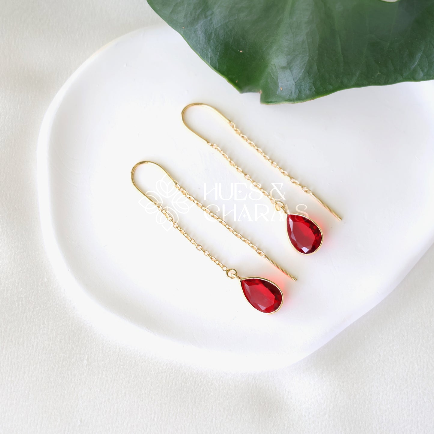 GOLDEN NEEDLE AND THREAD GLOSSY DROP EARRINGS (COLOURS AVAILABLE)