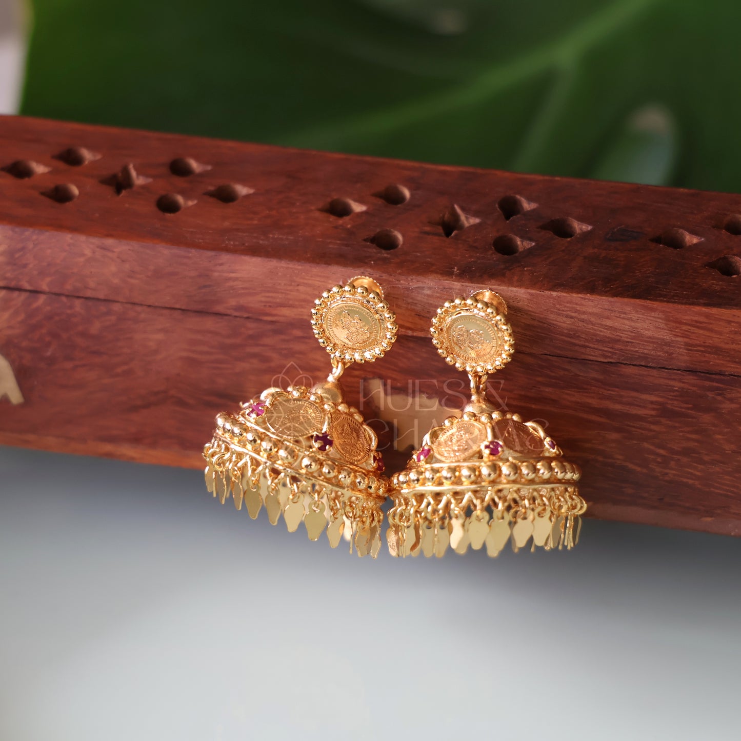 GOLDEN LAKSHMI COIN ELAKKATHALI JHUMKA (IDOL VERSION)| GOLD PLATED