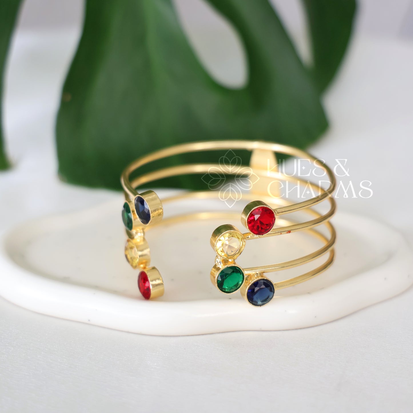 MULTICOLOUR 4 LAYER GLOSSY CELESTE CUFF BANGLE (COLOURS AVAILABLE)