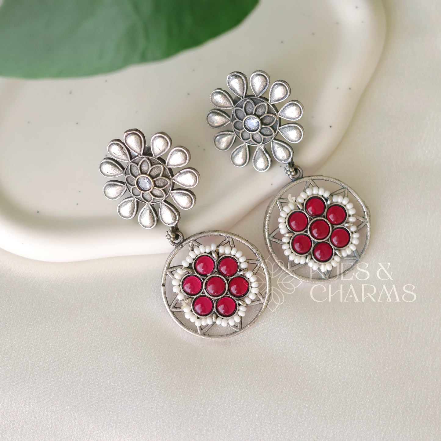 OXIDIZED FLORAL EARRINGS (COLOURS AVAILABLE)