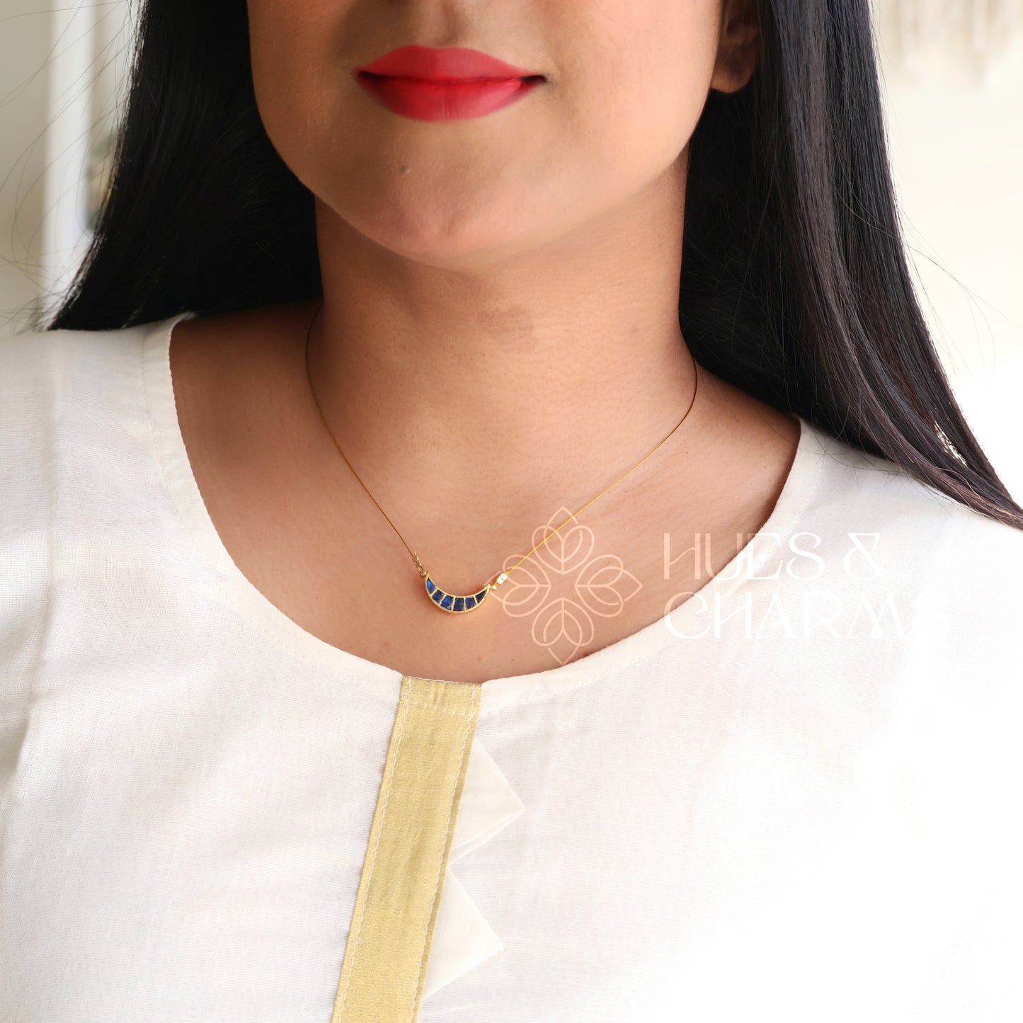 MINIMAL HALF MOON FLOATING NECKPIECE (COLOURS AVAILABLE)