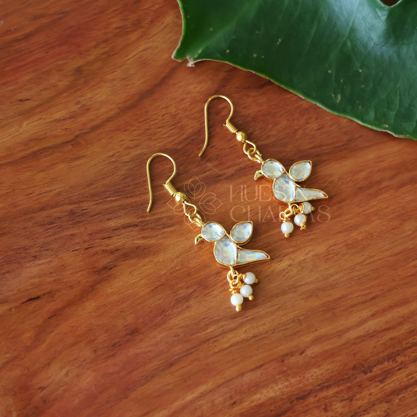 WHITE PARROT DROPS EARRINGS