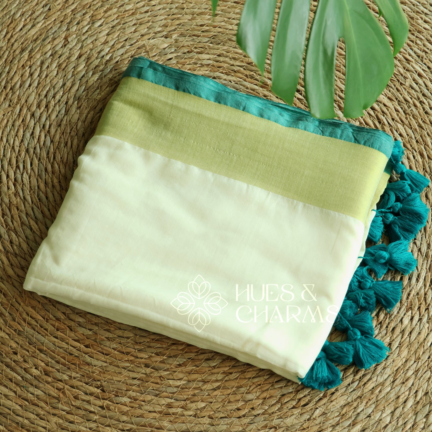 PURE MUL COTTON SAREE -PACHAPOO (OFFWHITE)