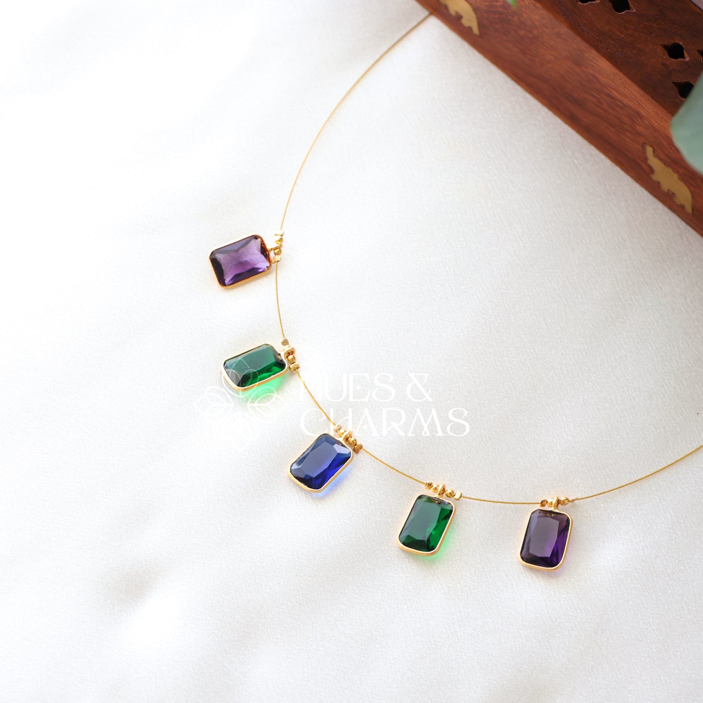GLOSSY DROP FLOATING NECKPIECE (COLOURS AVAILABLE)