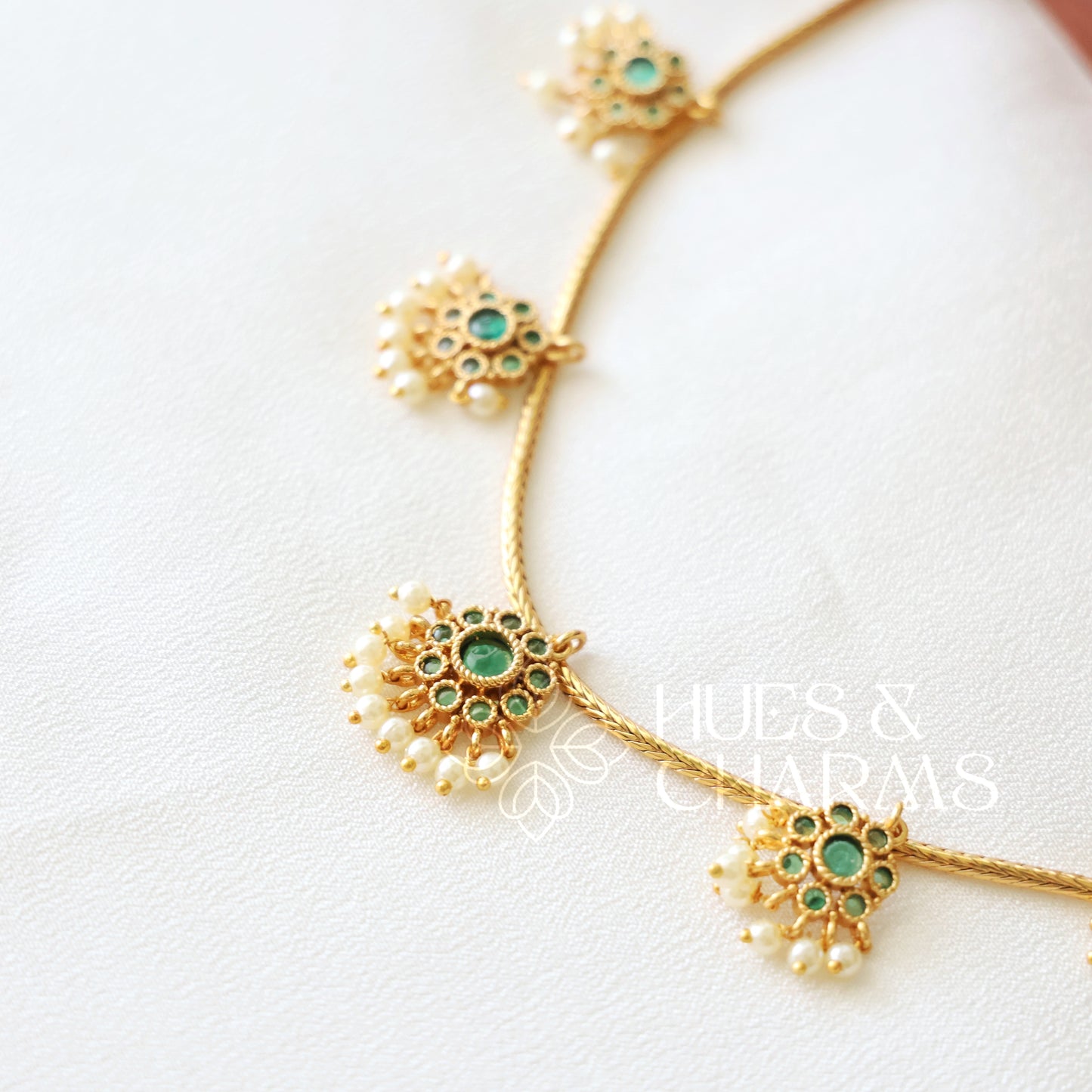 GOLDEN GULMOHAR DROPLET NECKLACE SET (COLOURS AVAILABLE)