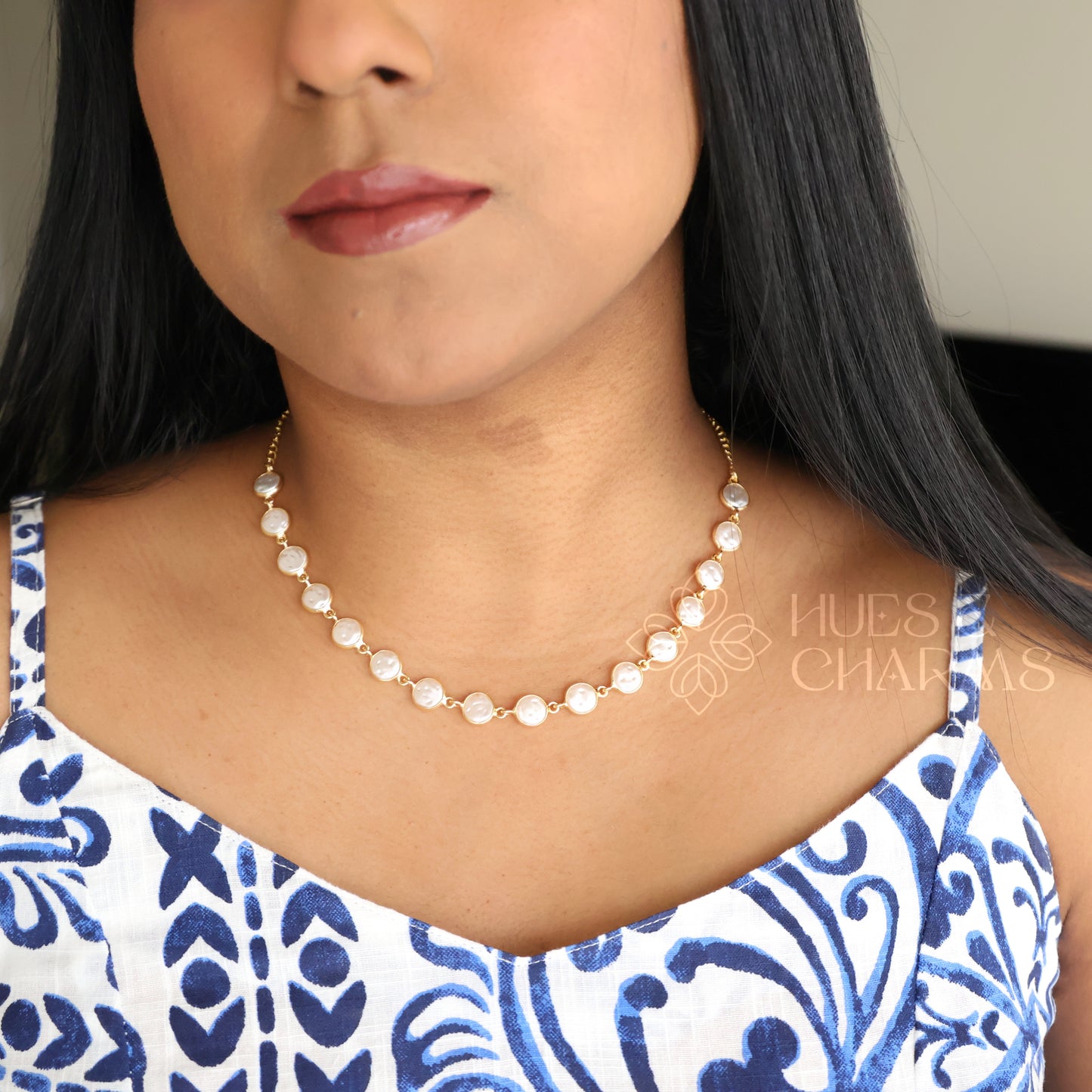 GOLDEN PEARL COIN NECKLACE SET
