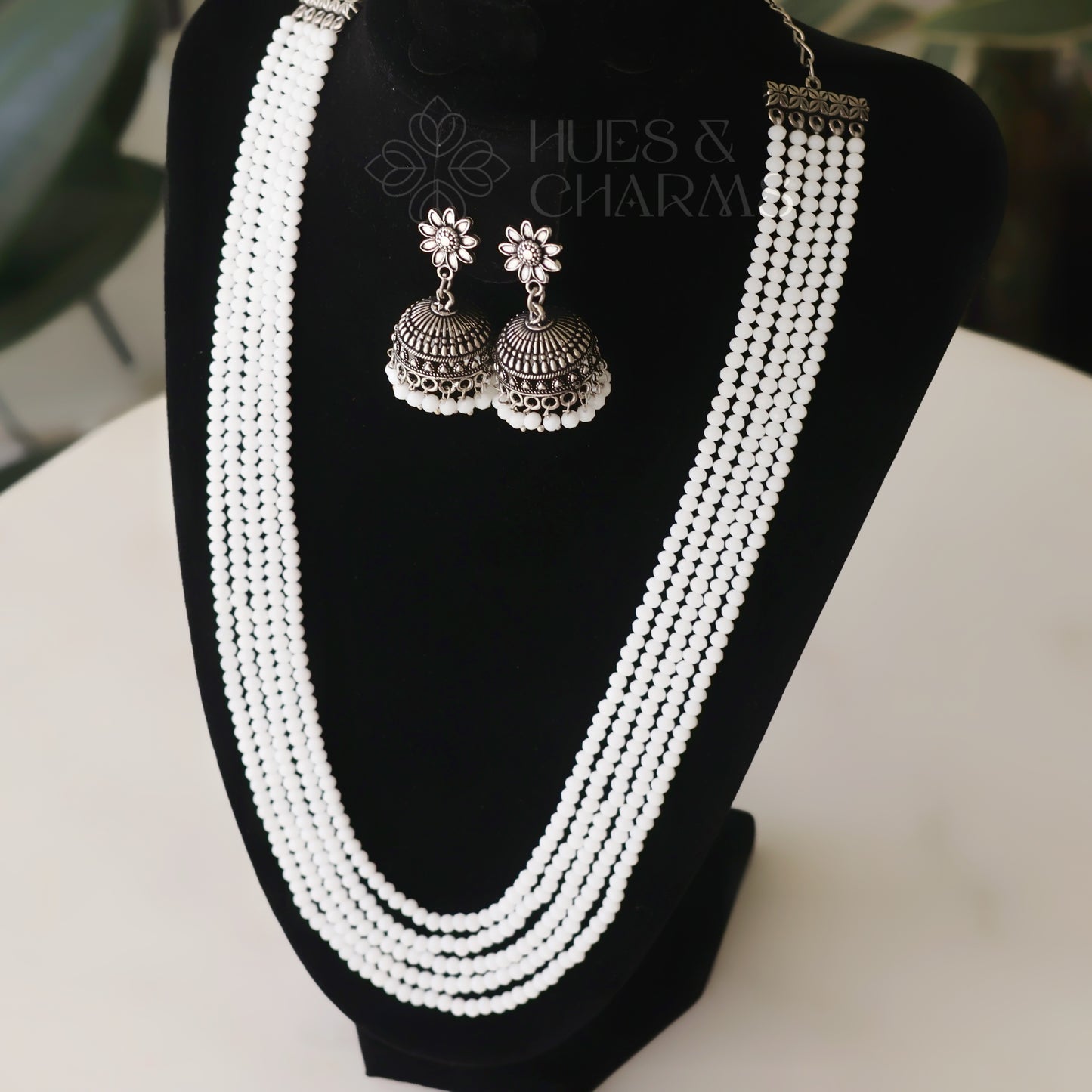 OXIDIZED LAYER NECKLACE SET - WHITE