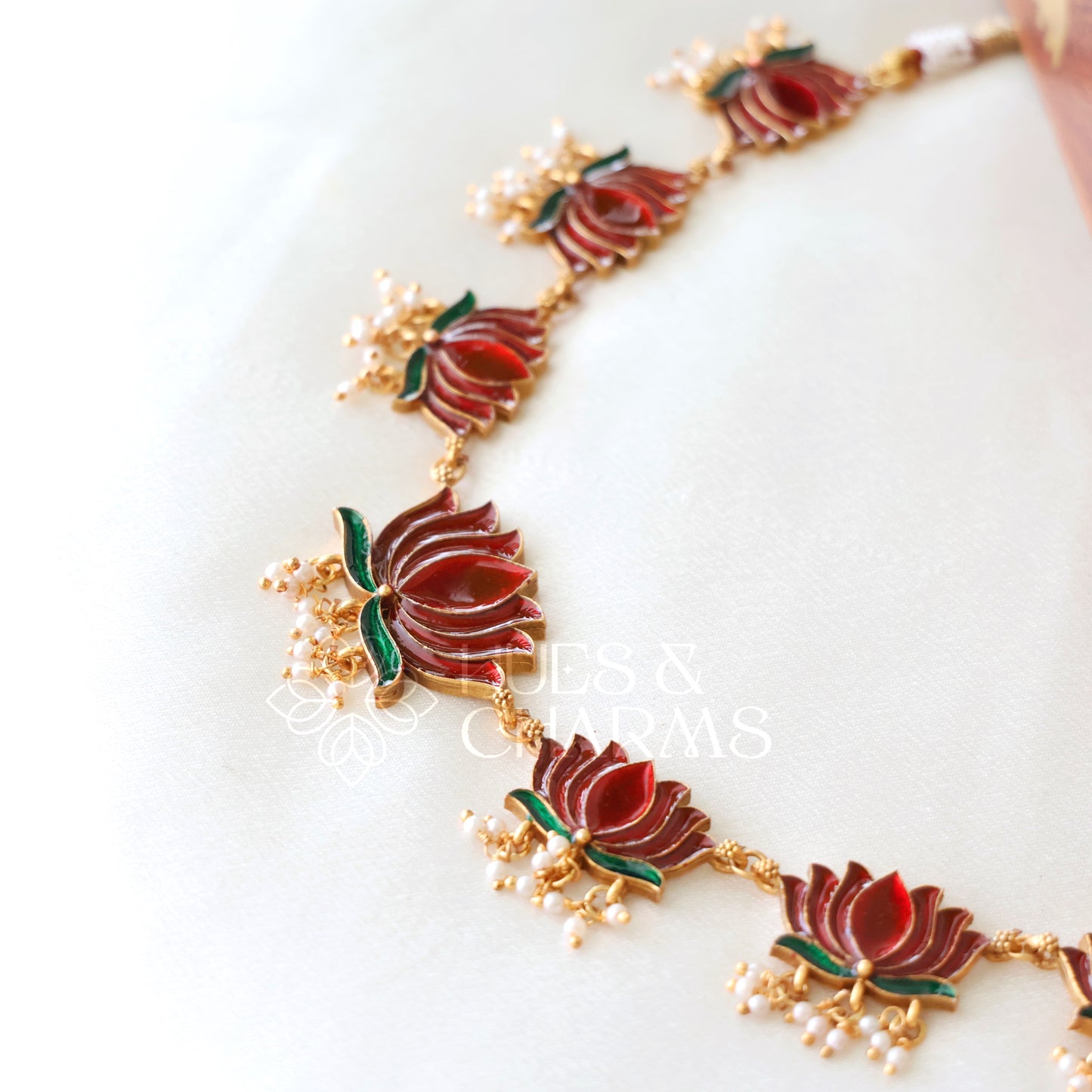LOTUS ENAMEL GUTTAPUSALU NECKLACE SET(OPTIONS AVAILABLE)