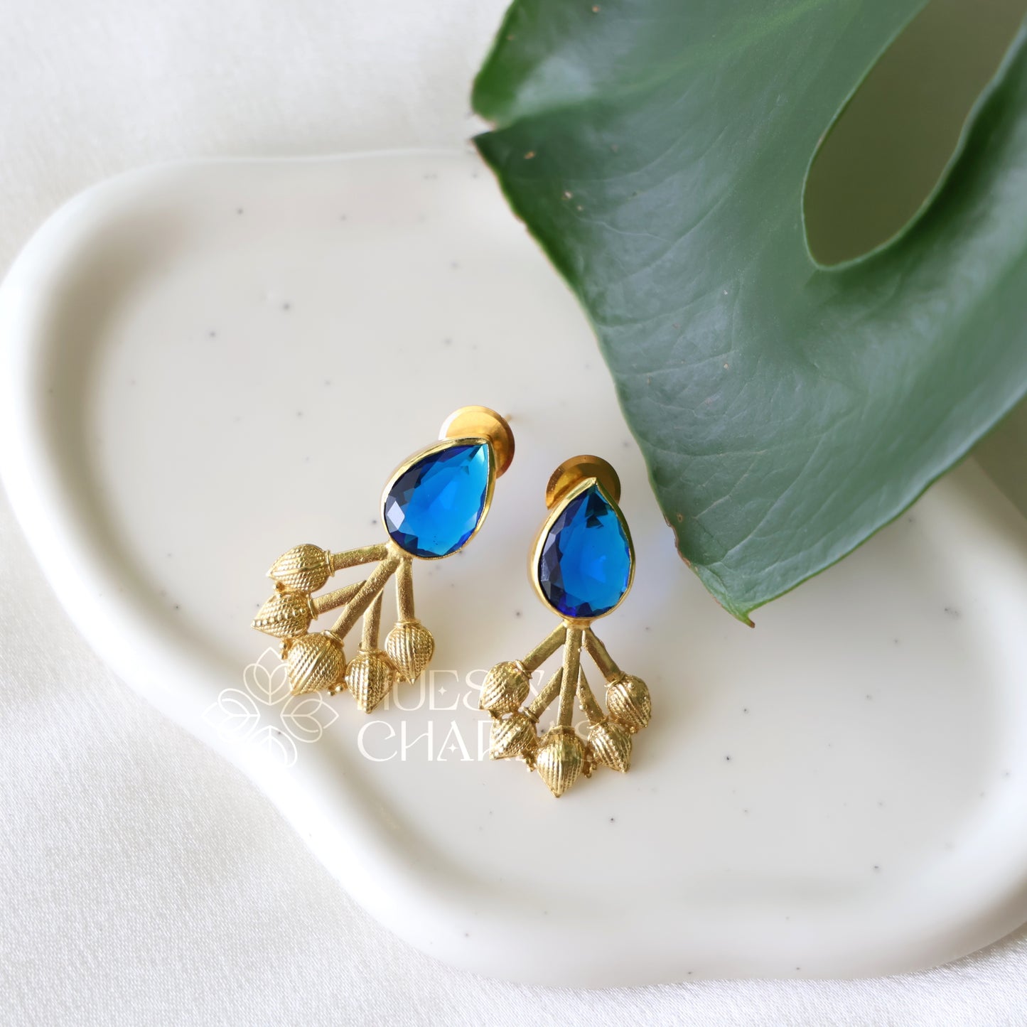 GOLDEN GLOSSY LOTUS BUD STUD EARRINGS (COLOURS AVAILABLE)