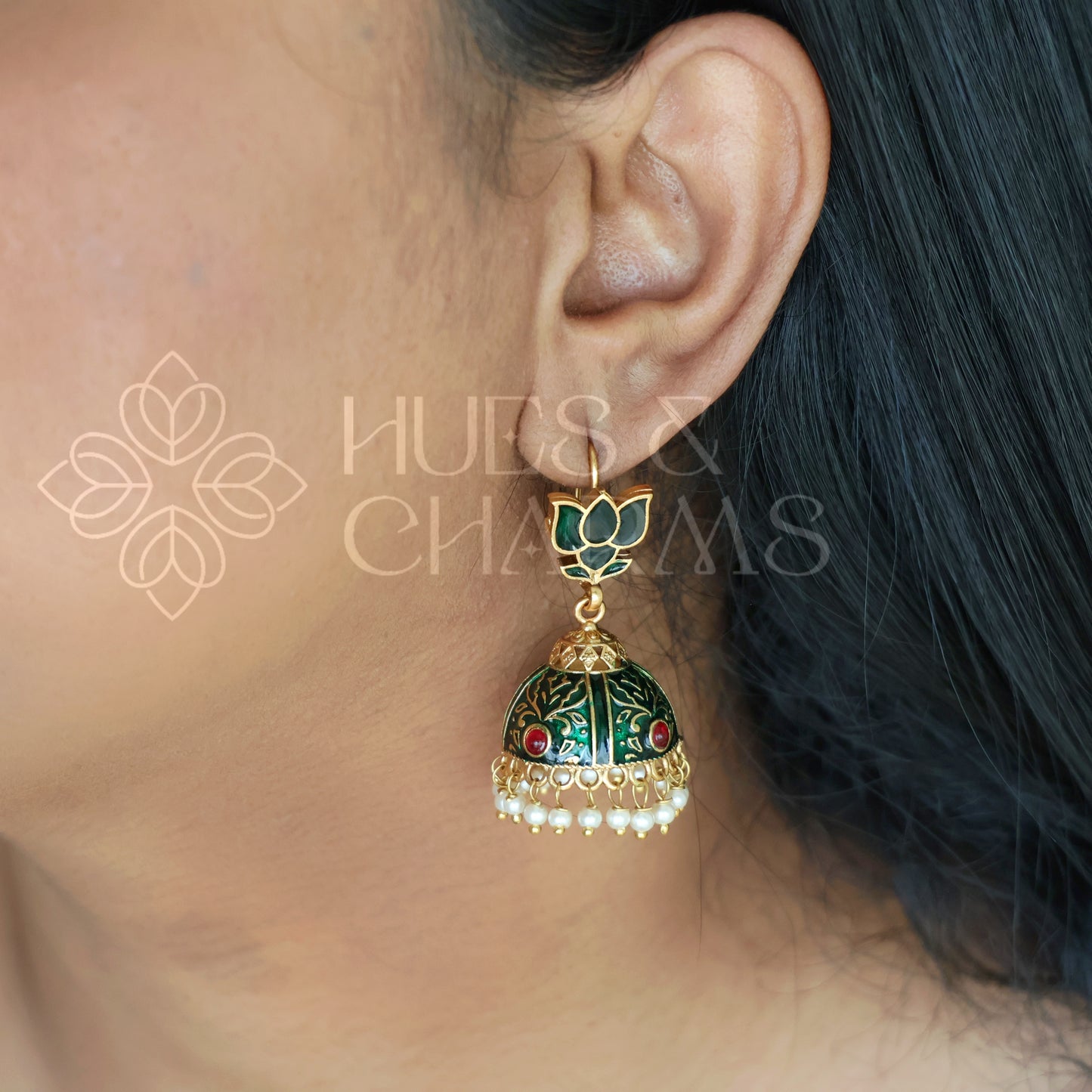 GOLDEN LOTUS JHUMKAS (COLOURS AVAILABLE)