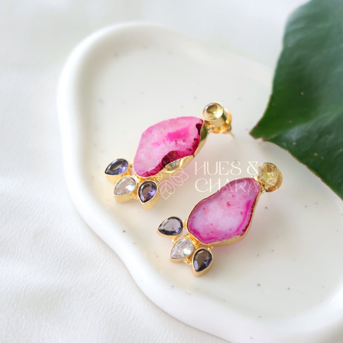 GOLDEN EIRA AGATE DROP EARRINGS (COLOURS AVAILABLE)