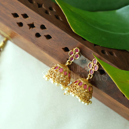 GOLDEN SIMPLE RATNA NECKLACE SET (Colours available)